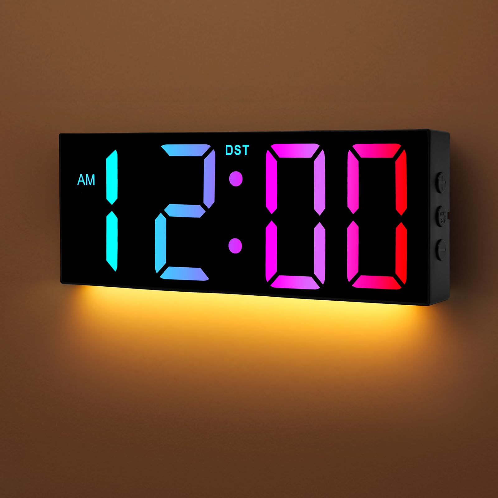 Alampan 12 Large Digital Wall Clock With Remote Control, Rgb Led Clock With Full Screen Display, Big Numbers, For Classroom, Liv