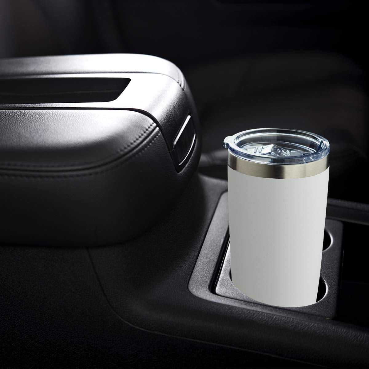 Comooo 20Oz White Tumbler Double Wall Vacuum Insulated Travel Mug Stainless Steel Coffee Mug With Lid And Straw Durable Powder C