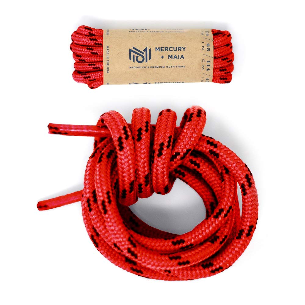 Honey Badger Work Boot Laces Heavy Duty Wkevlar - Usa Made Round Shoelaces For Boots - Red Blk, 45 In (2P)