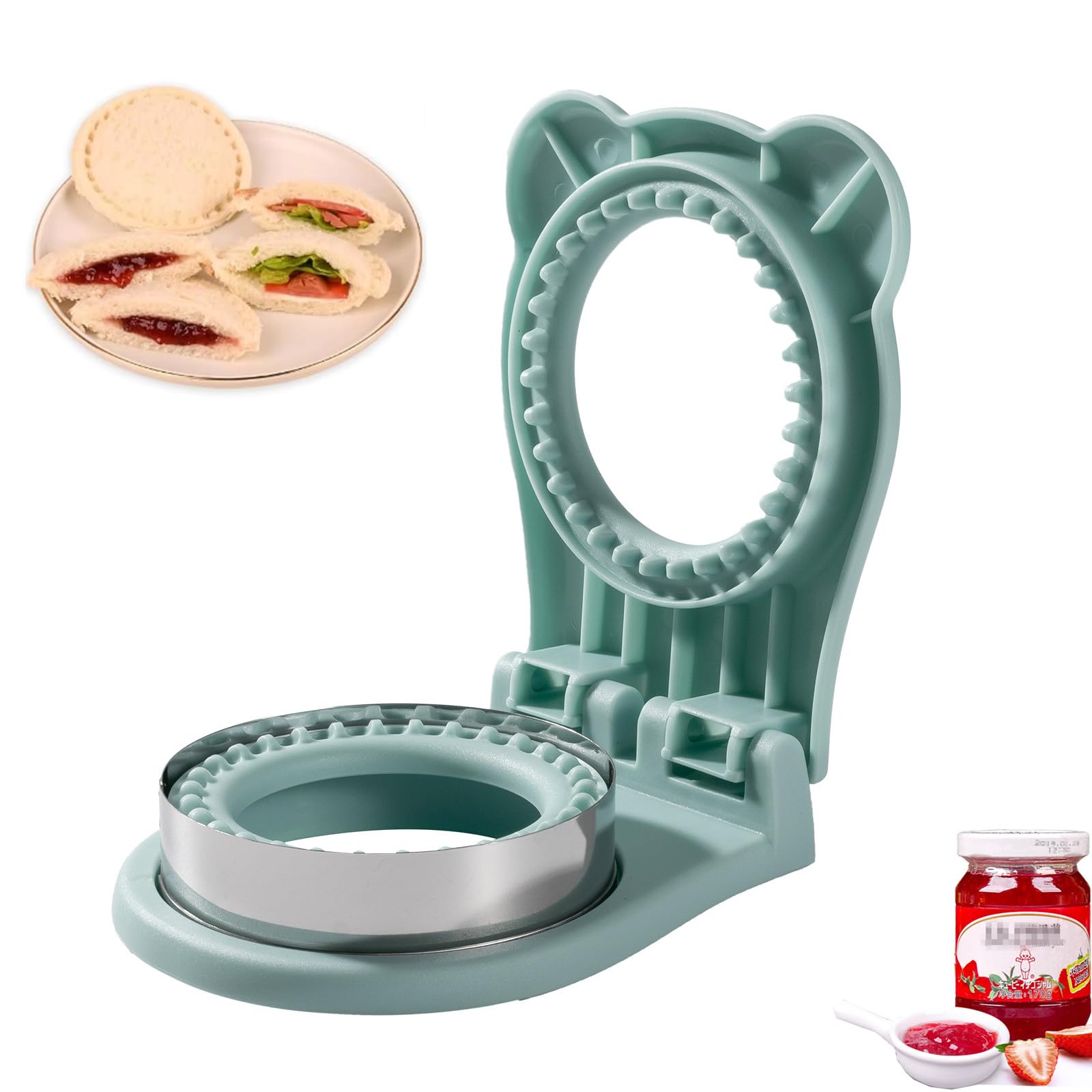 CHICHAUS Uncrustable Sandwich Maker, Sandwich Pocket Circle Shape Cutter & Sealer for Kids Breakfast and Lunchboxes, Light Blue,