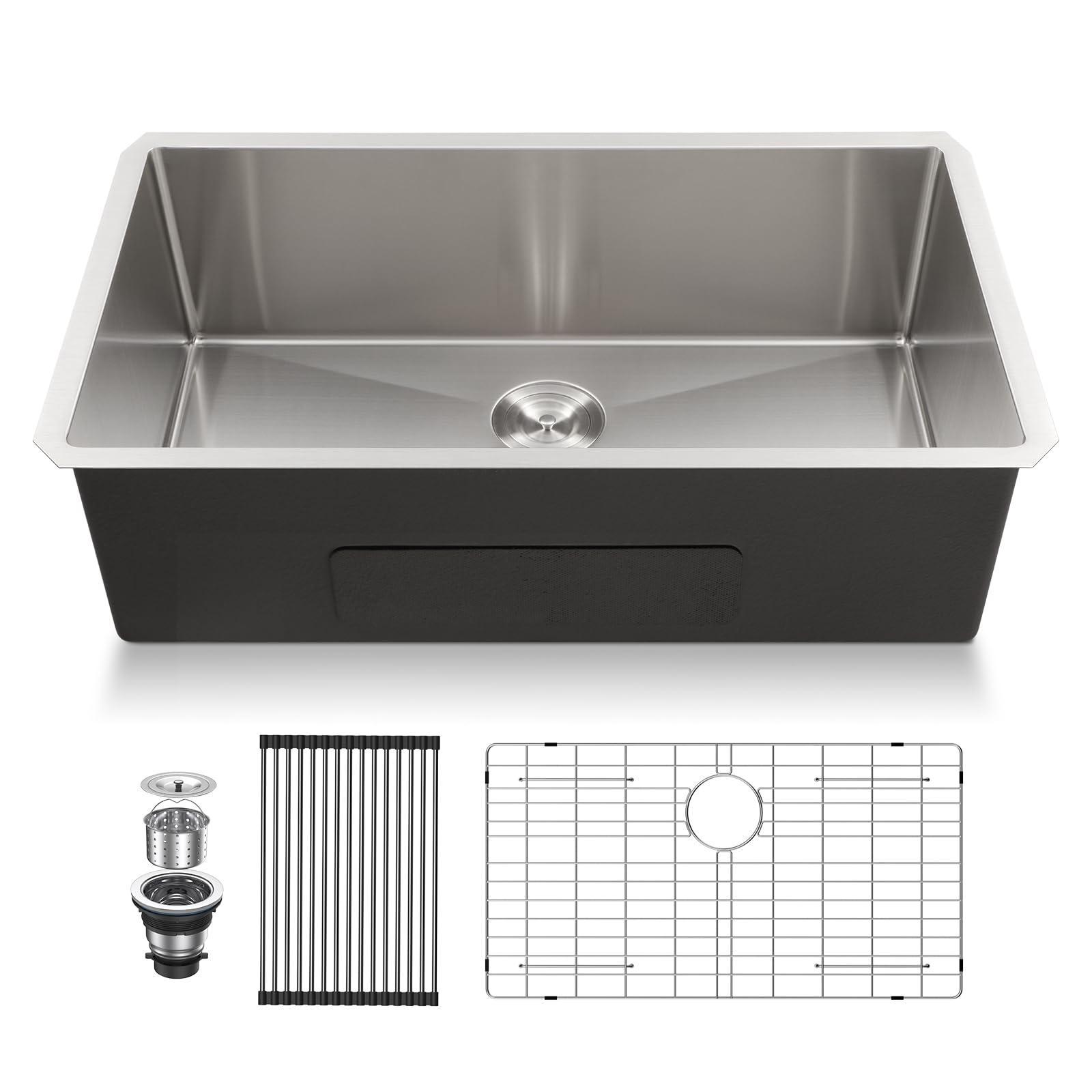 33 Undermount Kitchen Sink - Lordear 33X19X10 Inch Stainless Steel Single Bowl Kitchen Sinks Round Corner 16 Gauge Handmade Unde