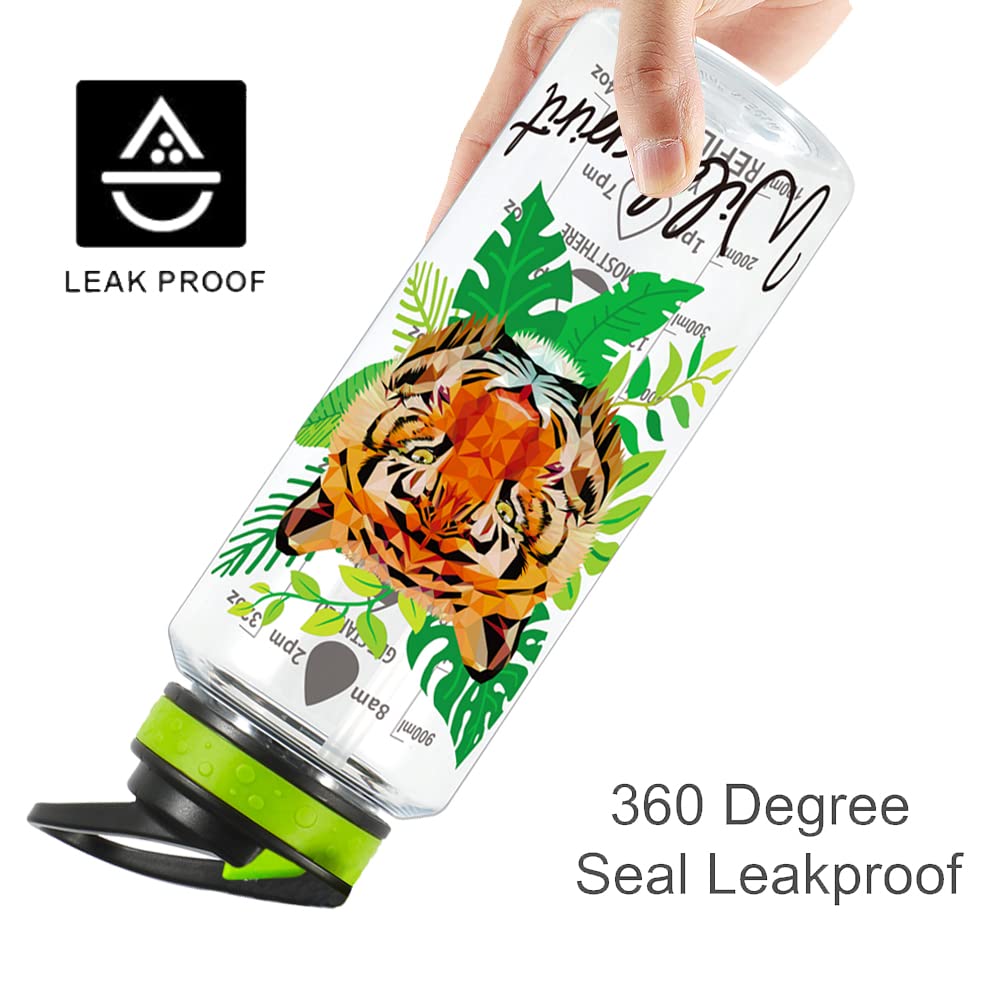Home Tune 32Oz Water Drinking Bottle - Tritan Bpa Free, Wide Mouth, Straw Flip Lid, Time Marker, Easy Open, Lightweight, Leak-Pr