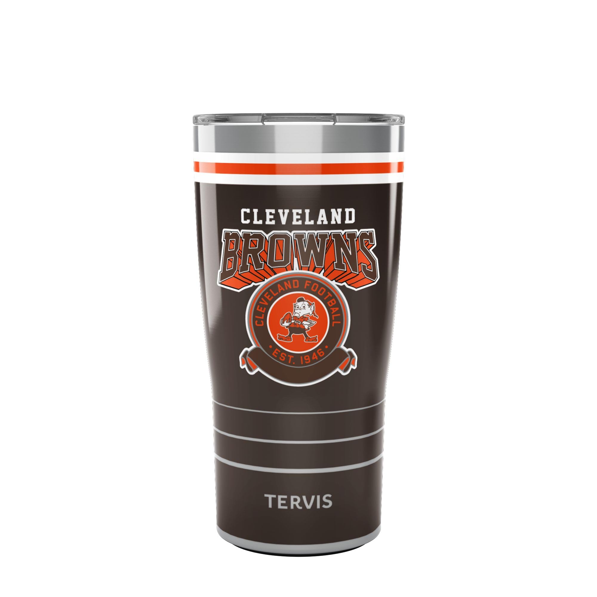 Tervis Traveler NFL Cleveland Browns - Vintage Triple Insulated Tumbler Travel Cup Keeps Drinks Cold & Hot, 20oz, Stainless Stee