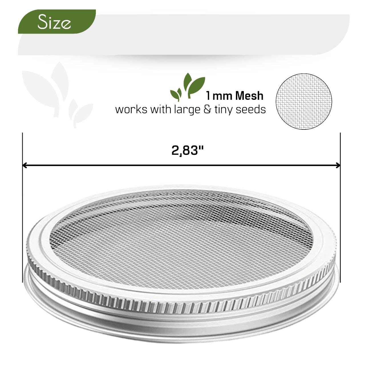 2Pcs Stainless Steel Sprouting Lids - Regular Mouth Mason Jars Lids For Germination Kit Mason Jar Mesh Lids For Sprouts Grow Kit