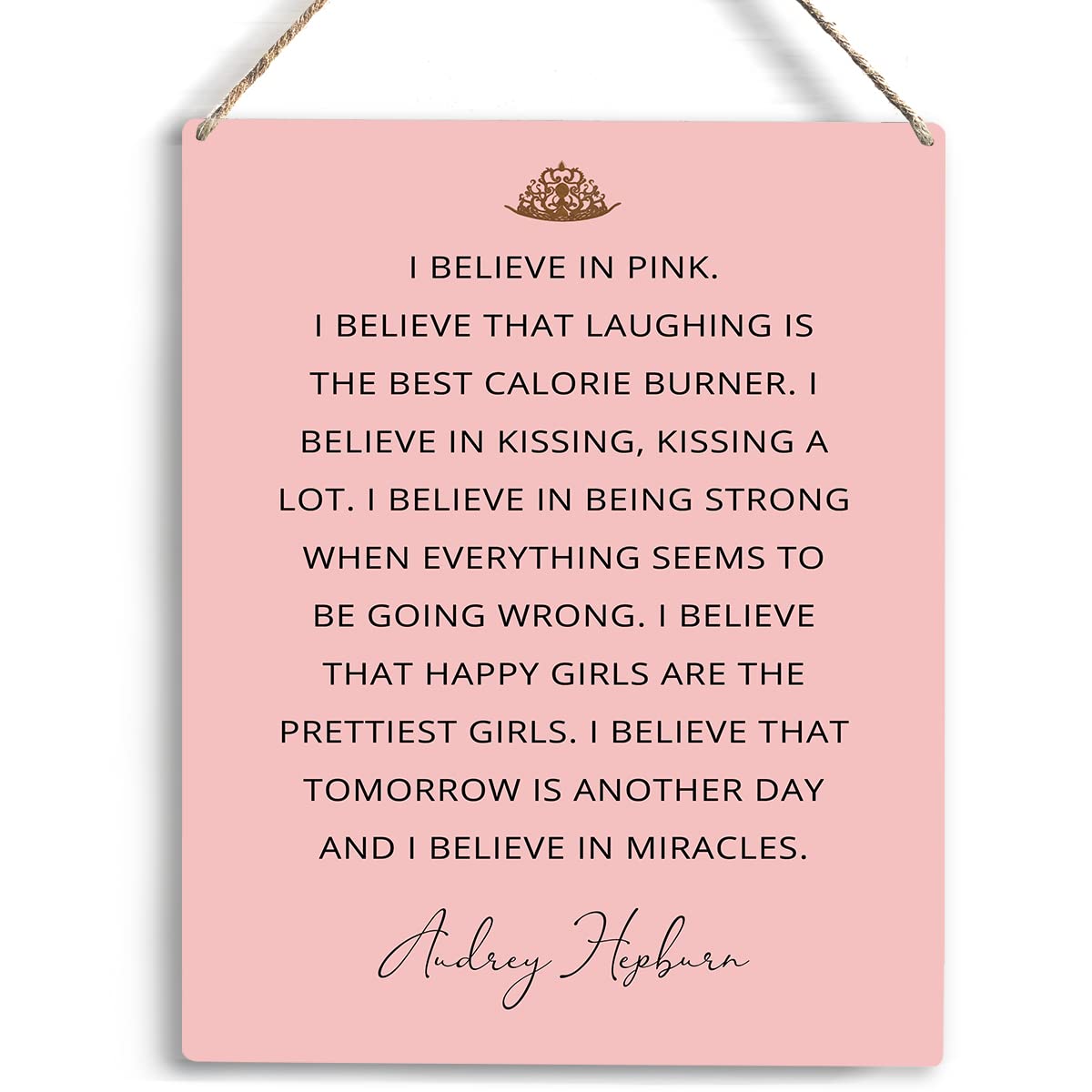YCYD Inspirational I Believe In Pink Wall Art Wooden Hanging Sign Positive Self Care Sign Home Bedroom Wall Decor Women Gifts fo