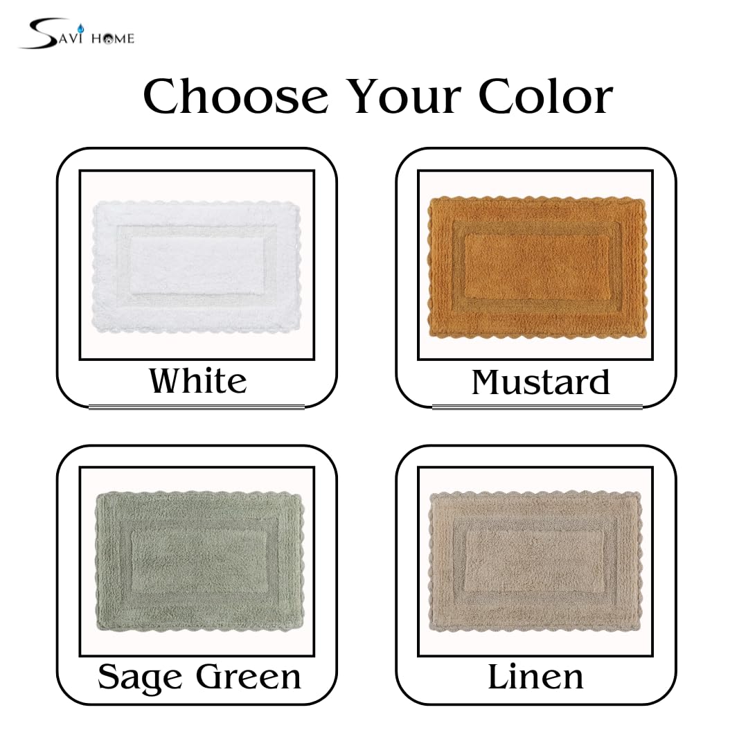 Cotton Crochet Bathmat With Antiskid 21X34 Mustard, 100% Pure Cotton, Super Soft White, Plush & Absorbent, Hand Tufted Heavy Wei