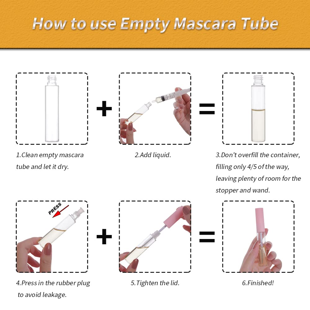 Yitou 12 Pcs 10Ml Empty Mascara Tube With Eyelash Wand For Castor Oil, Refillable Clear Bottle Sample Size Container For Eyelash