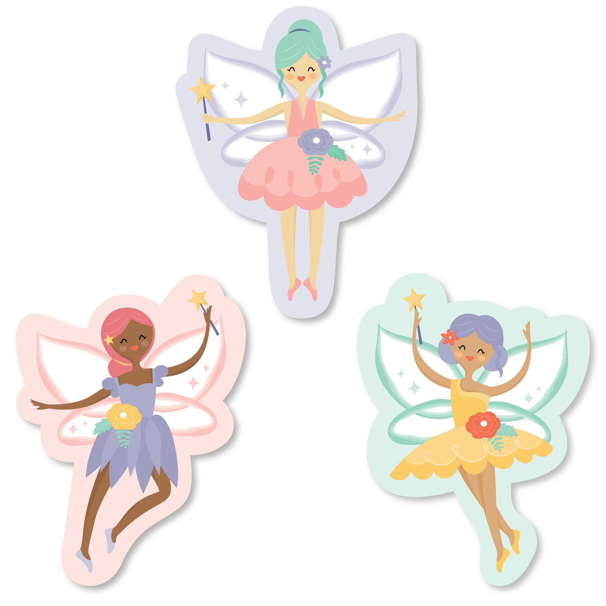 Big Dot Of Happiness Lets Be Fairies - Diy Shaped Fairy Garden Birthday Party Cut-Outs - 24 Count