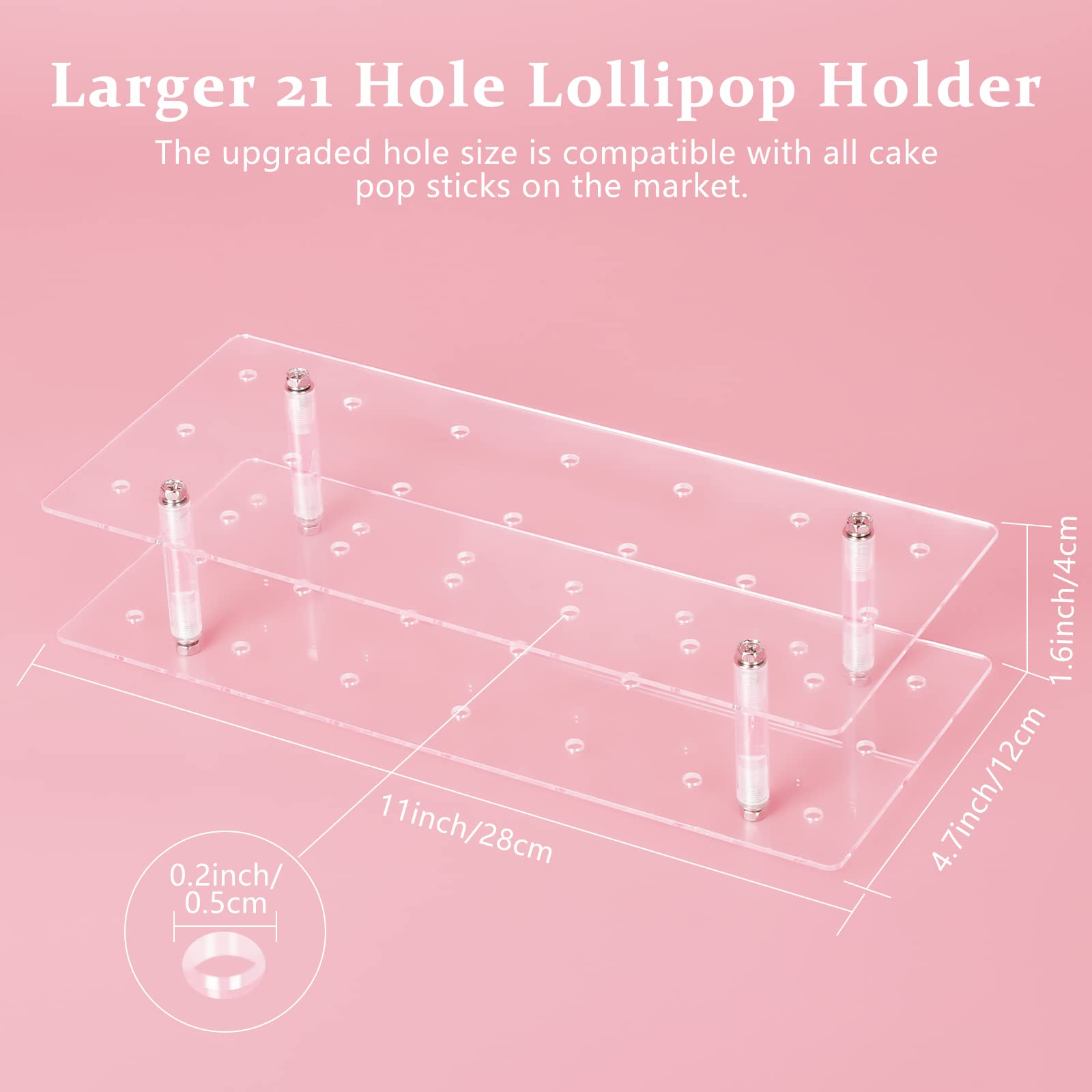 Cake Pop Stand, 21 Holes Lollipop Display Stand, Acrylic Clear Cake Pop Display Holder, Cakepopsical Stand For Weddings, Baby Sh