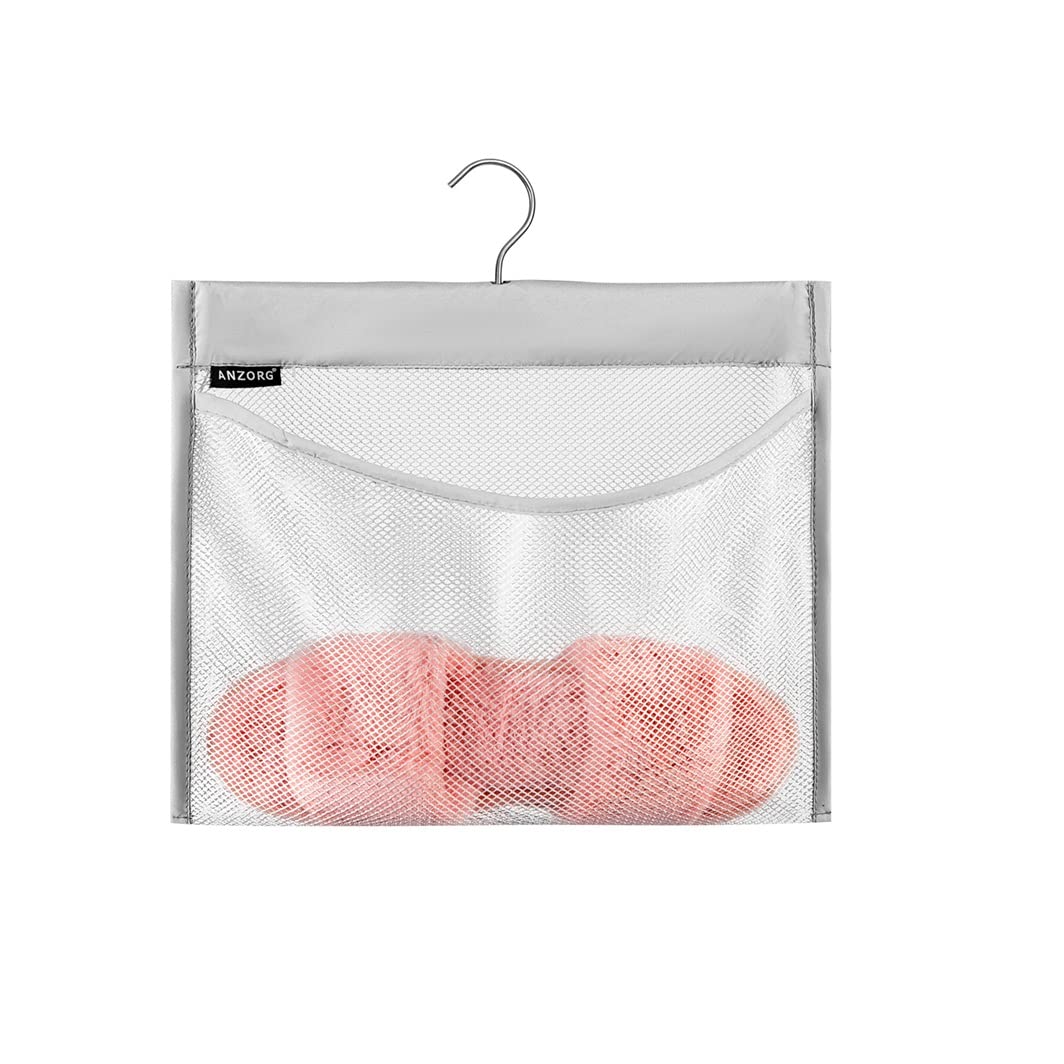 Anzorg Mesh Shower Organizer Hanging Caddy Quick Dry Bathroom Storage For Toiletry Accessories With Rotating Hanger (1 Pocket)