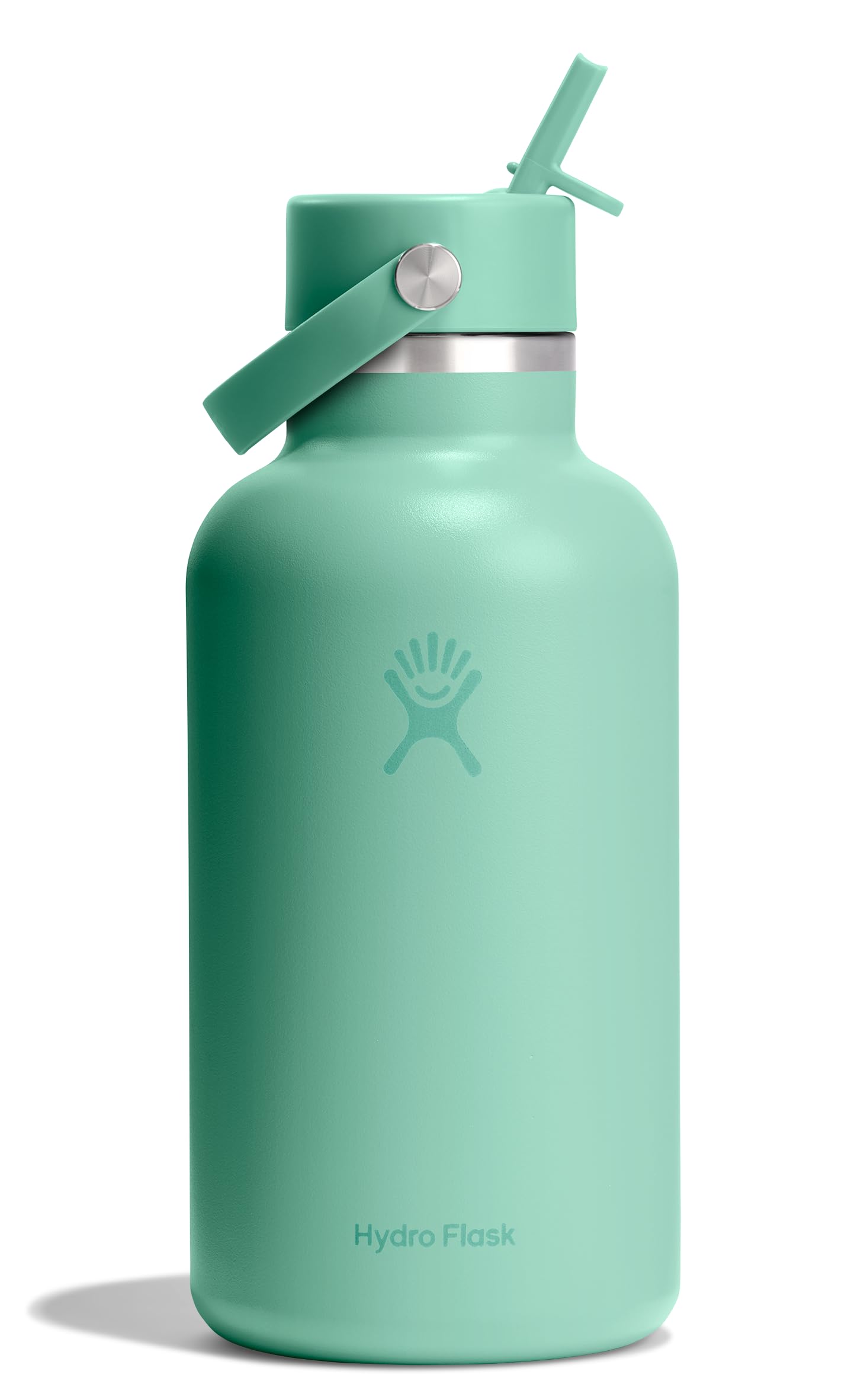 Hydro Flask Water Bottle - Insulated Stainless Steel - Wide Straw Lid, Non Spill, Leakproof in 64 Oz Mermaid Green