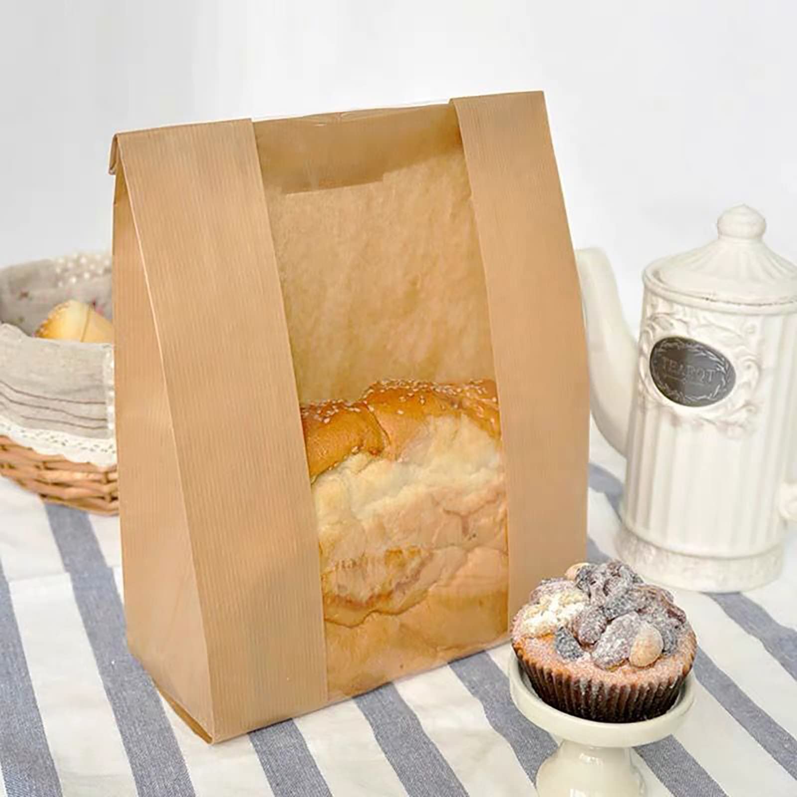 Bread Bags For Homemade Bread Large Paper Bakery Bag With Window For Baked Food Packaging Storage 50Pcs Bread Storage Bags For S