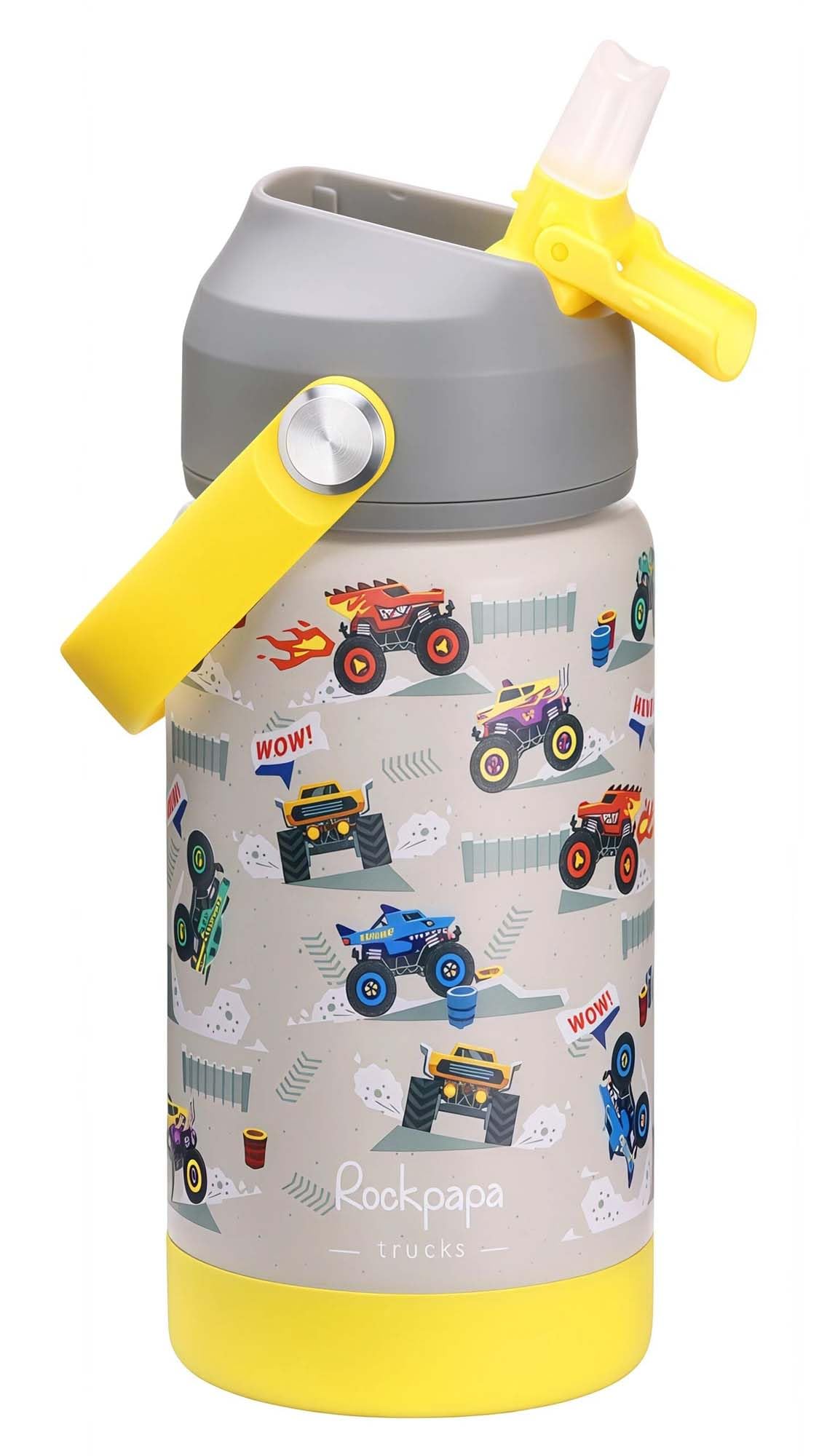 rockpapa 14 oz Kids Insulated Water Bottle,Stainless Steel Toddler Cups with Straws, BPA Free, Leak-Proof, Kids Water Bottle for