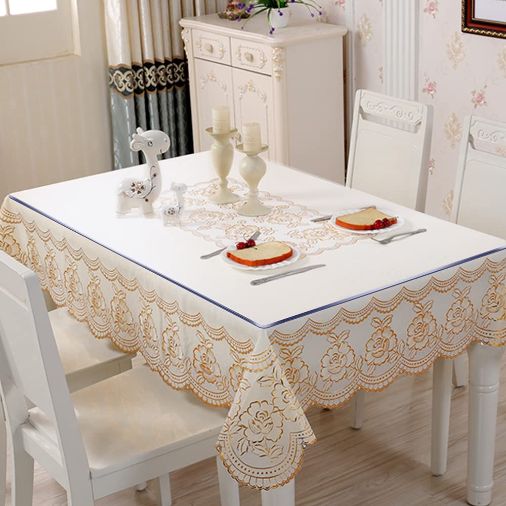 Vinyl Table Cloths Transparent Office Desk Blotter Mat Plastic Table Protector Vinal Tabletop Topper Easy Clean Wipeable Anti Sc