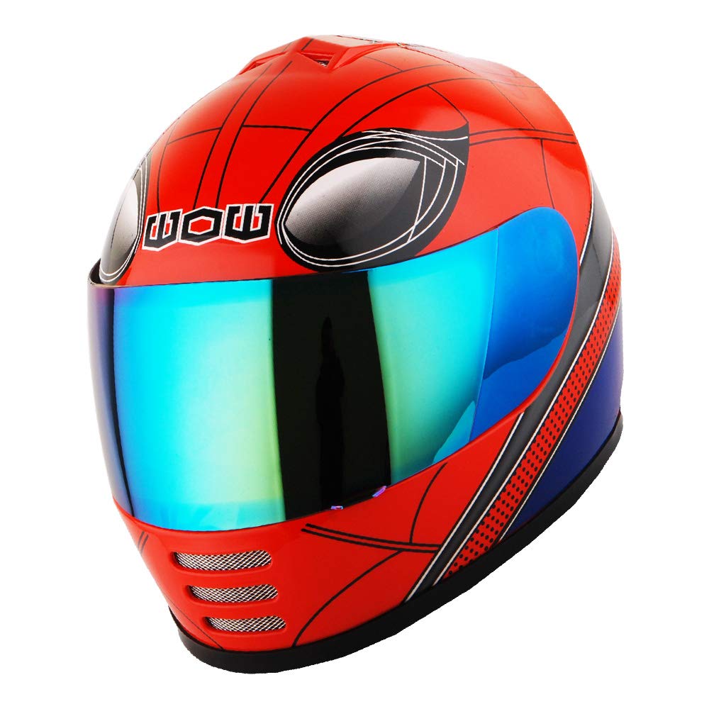 WOW Full Face Helmet for Kids - Medium, Thermoplastic, Spider Red, Model HKY-B15