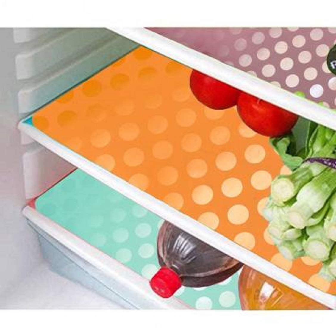 Kuber Industries Refrigerator Drawer Mats/Fridge Mats/Multi Purpose Mats Set Of 6 Pcs In Coin Design (Multi) (Frdm03)