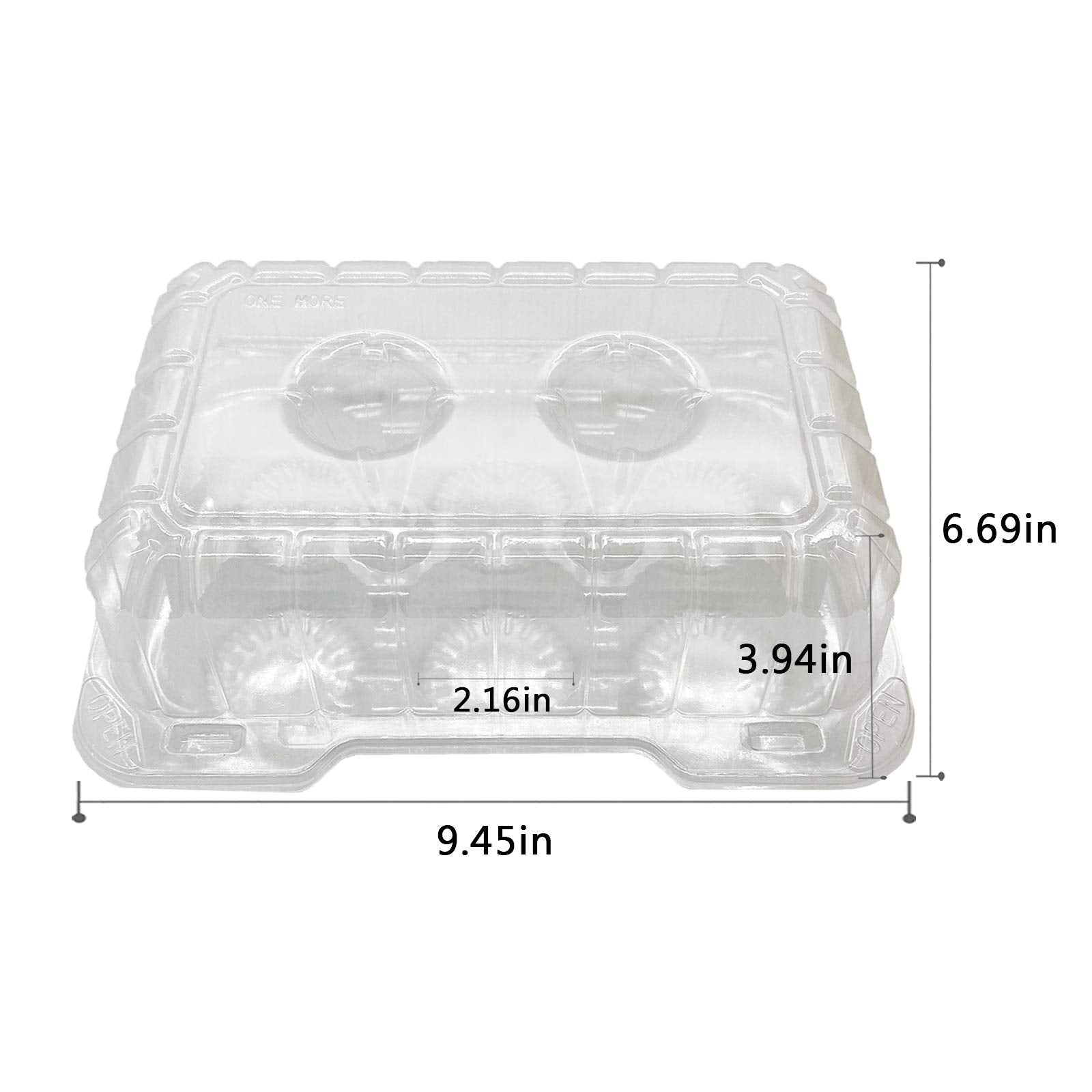 Clear Cupcake Containers,12Pc Plastic Disposable High Dome Cupcake Boxes 6 Compartment Cupcake Holders Cupcake Containers Half D