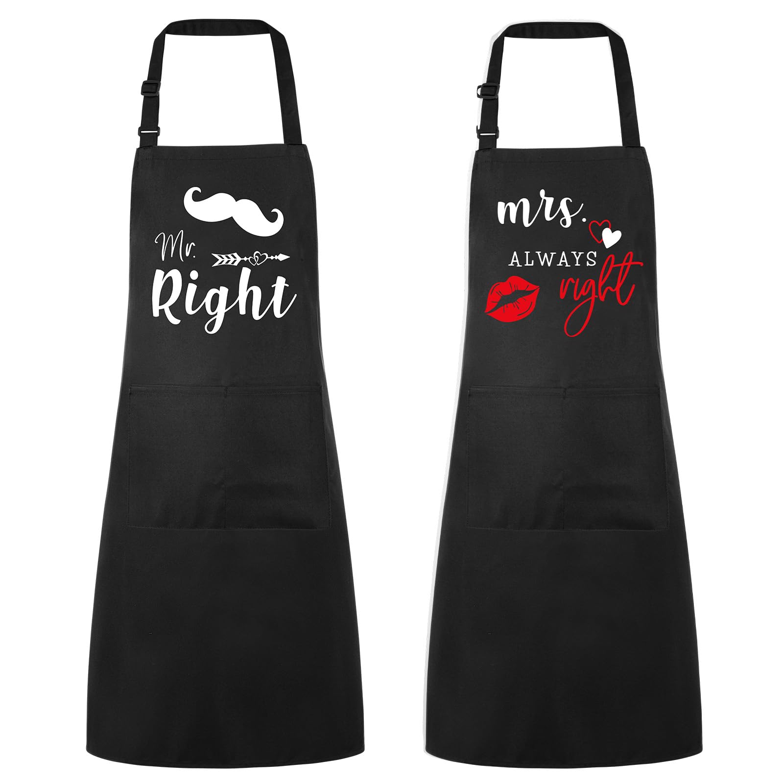 Xlsxexcl Funny Couple Aprons Mr Righ Mrs Always Right Aprons His And Hers Apron Adjustable Kitchen Apron Couple Gifts For Engage