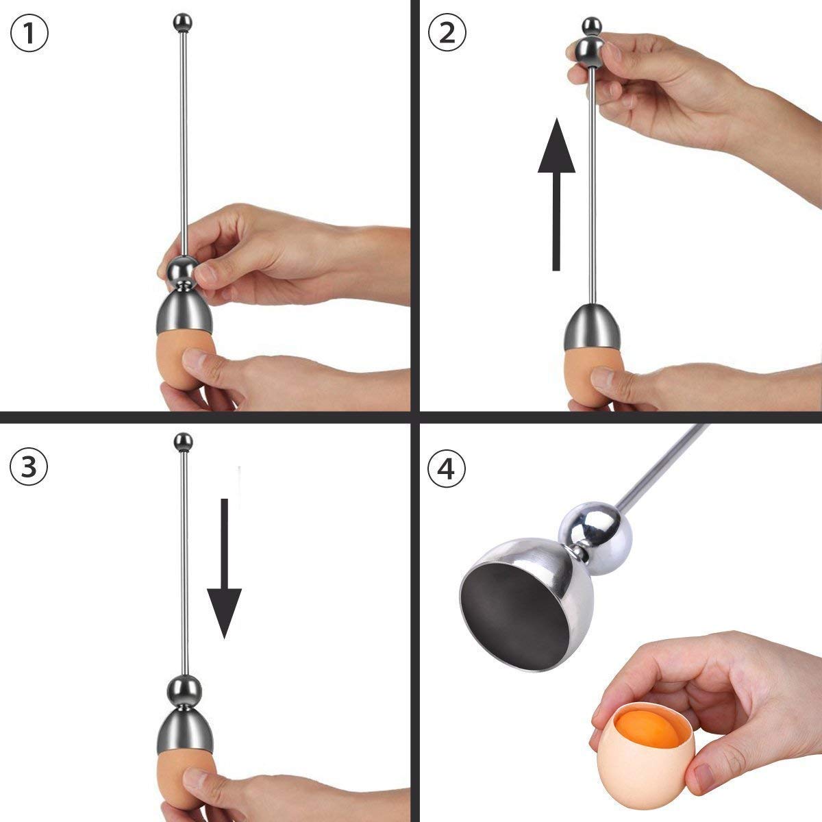 Hovico Egg Opening Device Kitchen Restaurant Egg Stainless Steel Shell Opener Hard Or Soft Boiled Eggs