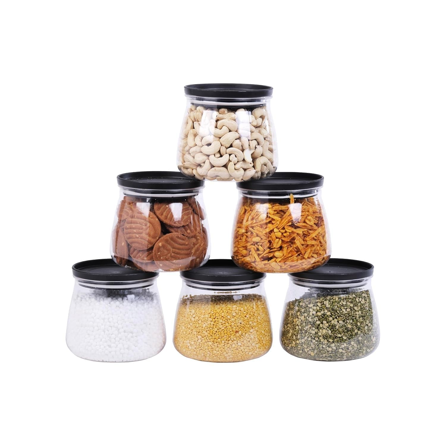 Rilovins Cereal & Breakfast Storage Jar Set  Airtight 900Ml Handy Shape Jars For Cornflakes, Pasta, Oats & Snacks (Set Of 6)