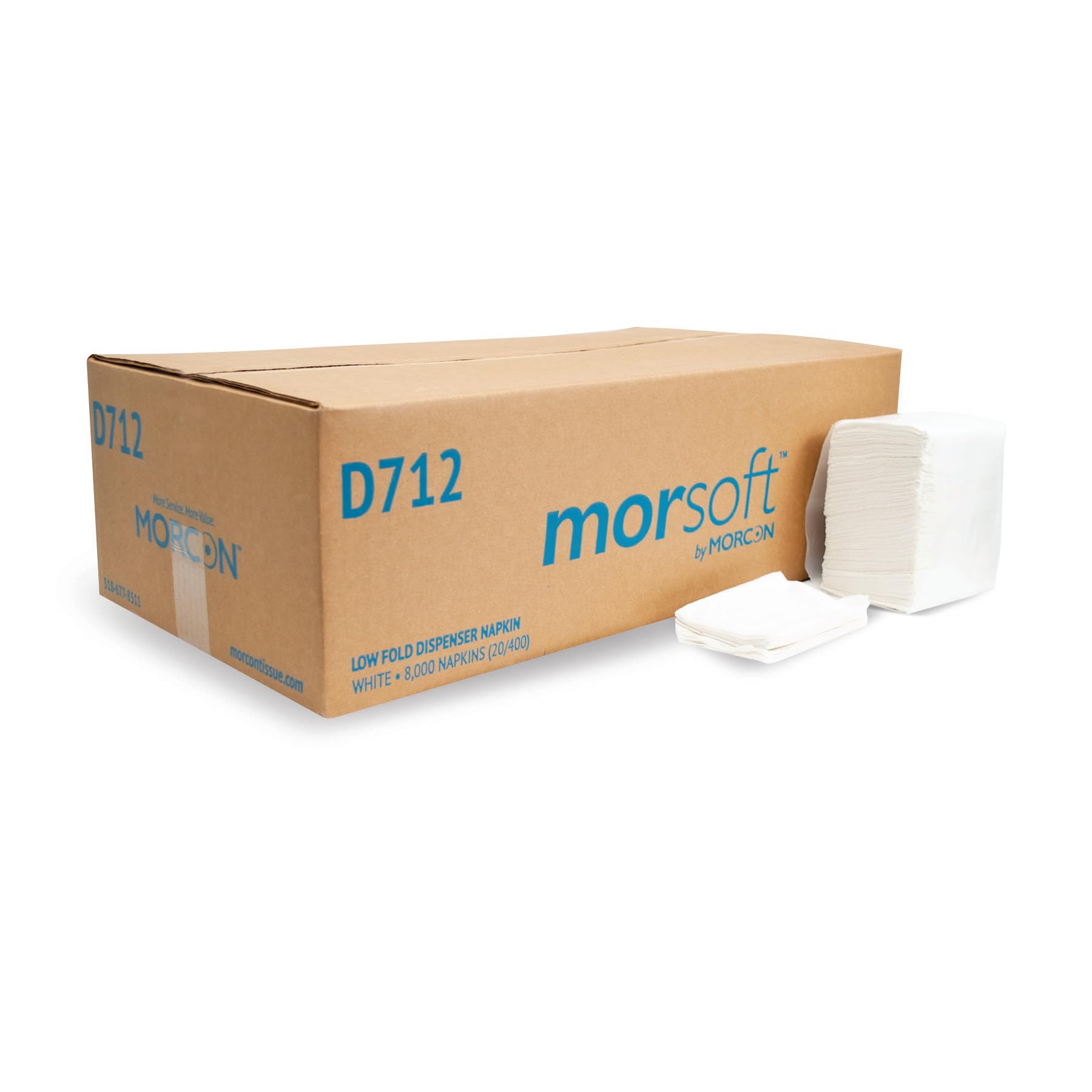 Morcon Paper Mor D712 Mor-Soft Low Fold Paper Napkins, 3 1/2'' X 5'', White, 20 Carton