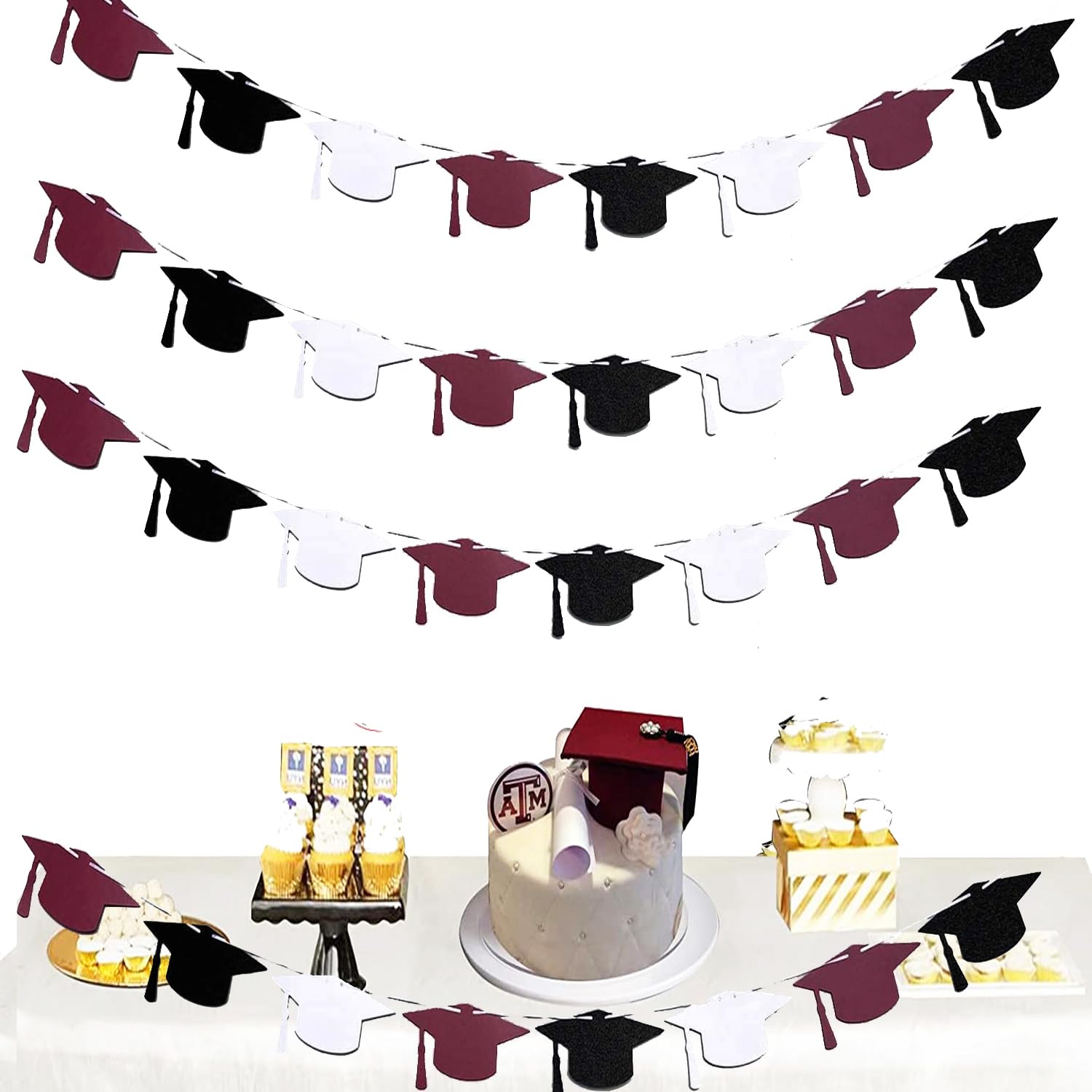 Graduation Party Decorations Maroon Black 2024/Burgundy Black Graduation Decorations 2024 Fsu Maroon Graduation 2024 4Pcs Gradua