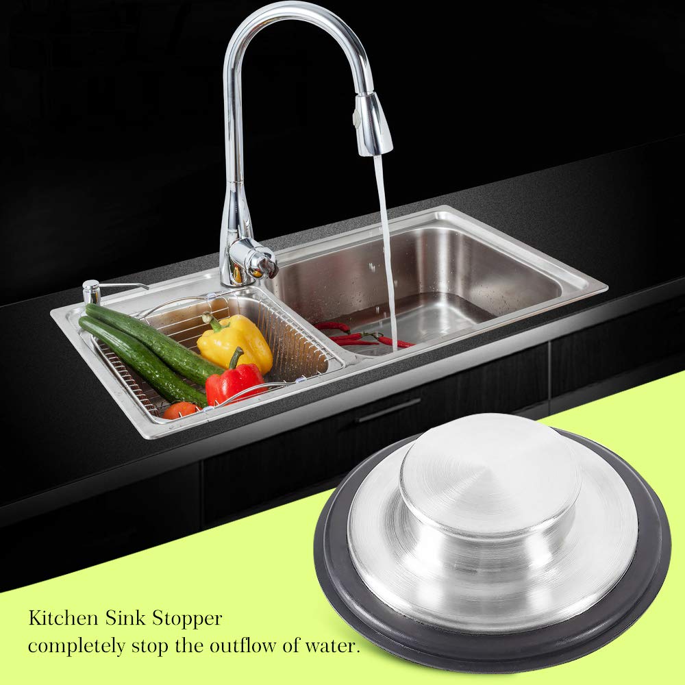 CORNERJOY 2 PCS Stainless Steel Kitchen Sink Stopper  Large Wide Rim 3.38'' Diameter - Garbage Disposal Plug