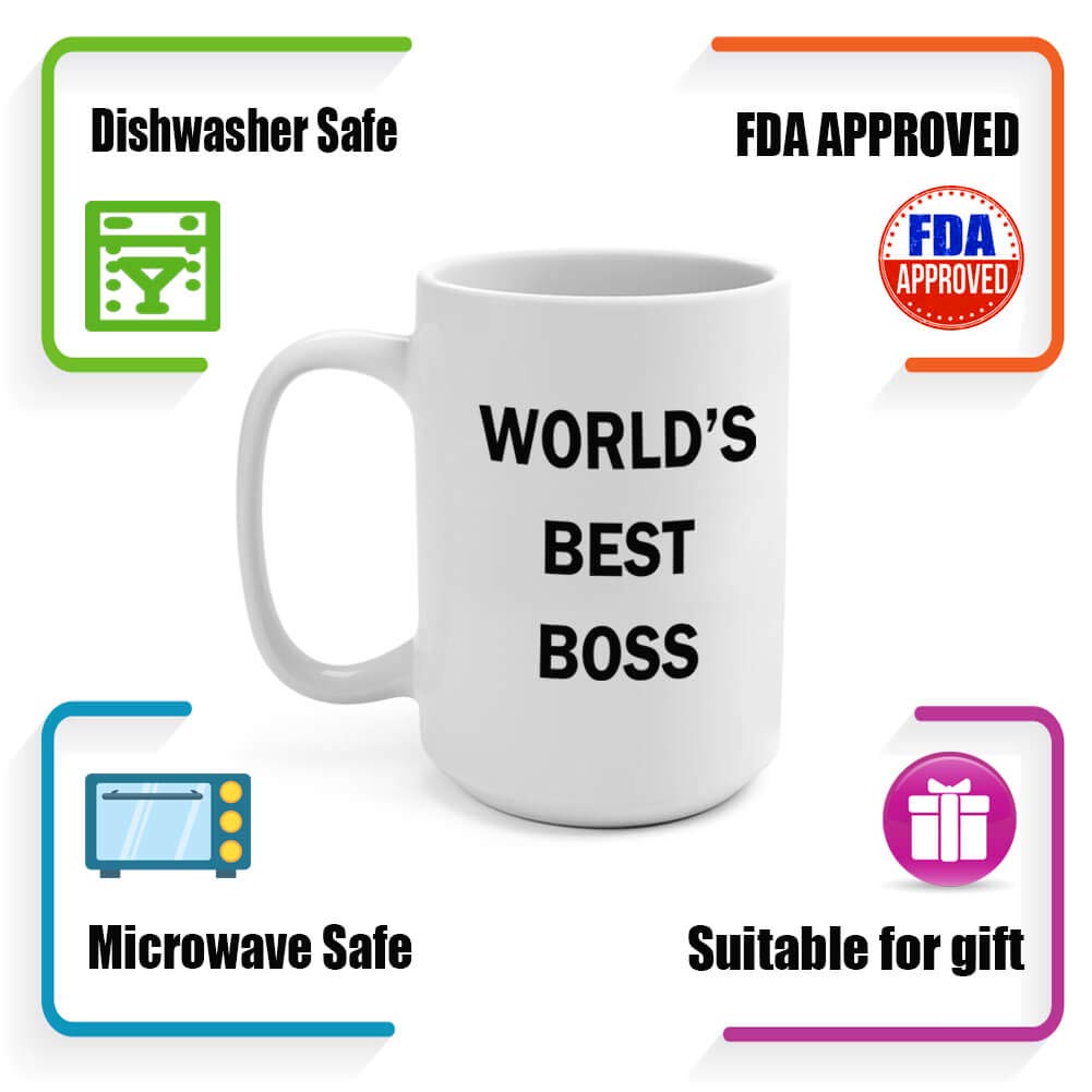 Dunder Mifflin (The Office) World'S Best Boss Tv Television Show Ceramic Mug Coffee (Tea, Cocoa) 15 Oz Mug, Official Michael Sco