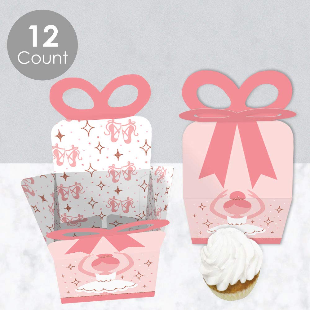Big Dot Of Happiness Tutu Cute Ballerina - Square Favor Gift Boxes - Ballet Birthday Party Or Baby Shower Bow Boxes - Set Of 12