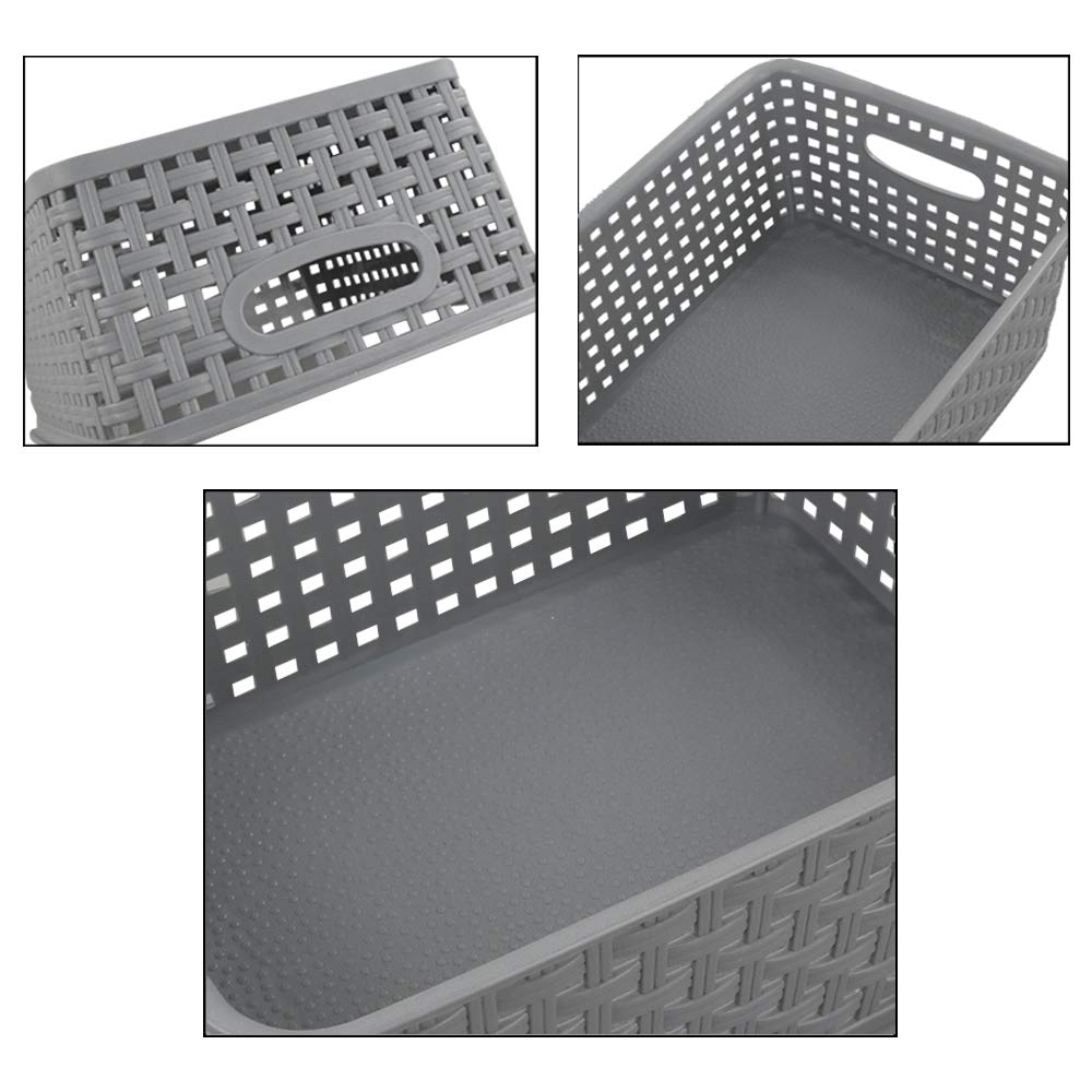 Teyyvn Plastic Storage Basket, 10.03'' X 7.59'' X 4.09'', Pack Of 6, Gray