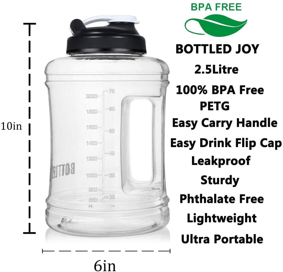 VENNERLI Half Gallon Water Jug 2 Liters Large Sports Water Bottle with Handle Reusable BPA-Free 64 OZ Plastic Gallon Water Jug Wide Mouth for Home Drinking Outdoor Gym Hiking Fitness