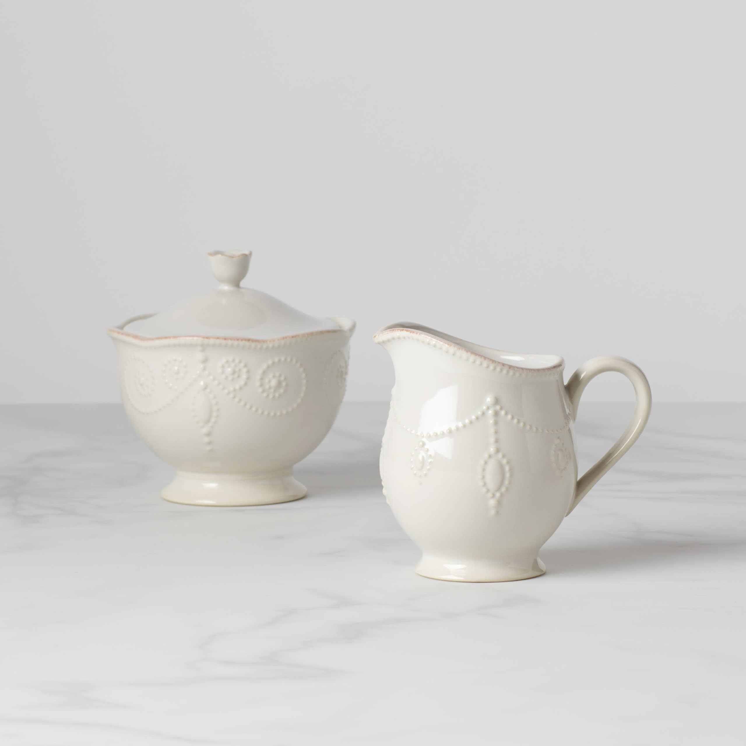 Lenox French Perle Sugar And Creamer, White -, 2.60 Lb