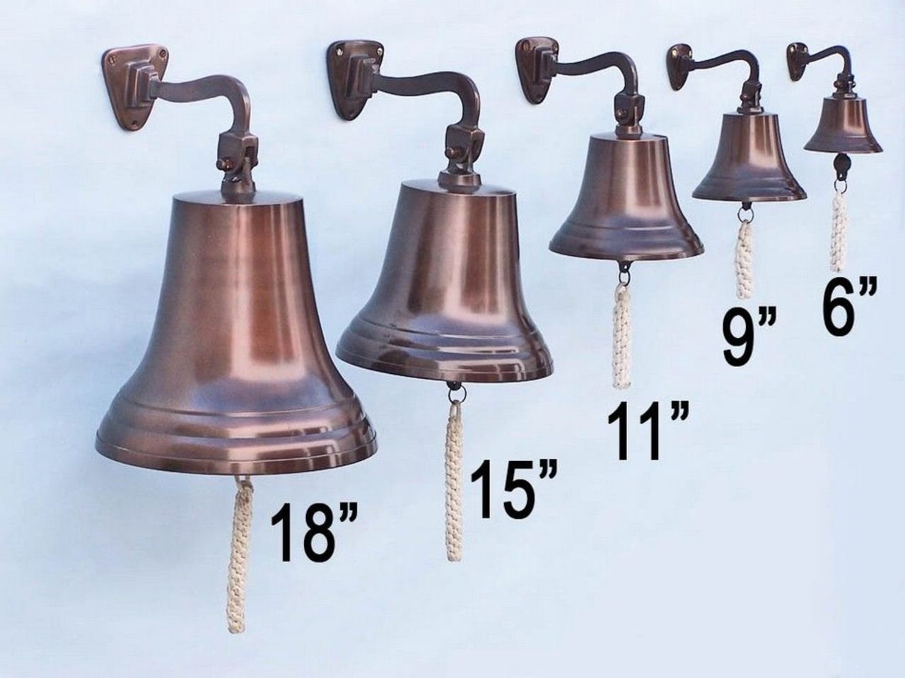 Hampton Nautical BL-2019AN-11 Antiqued Copper Hanging Ships Bell 11 - Nautical Decor - Nautical Home Decoration