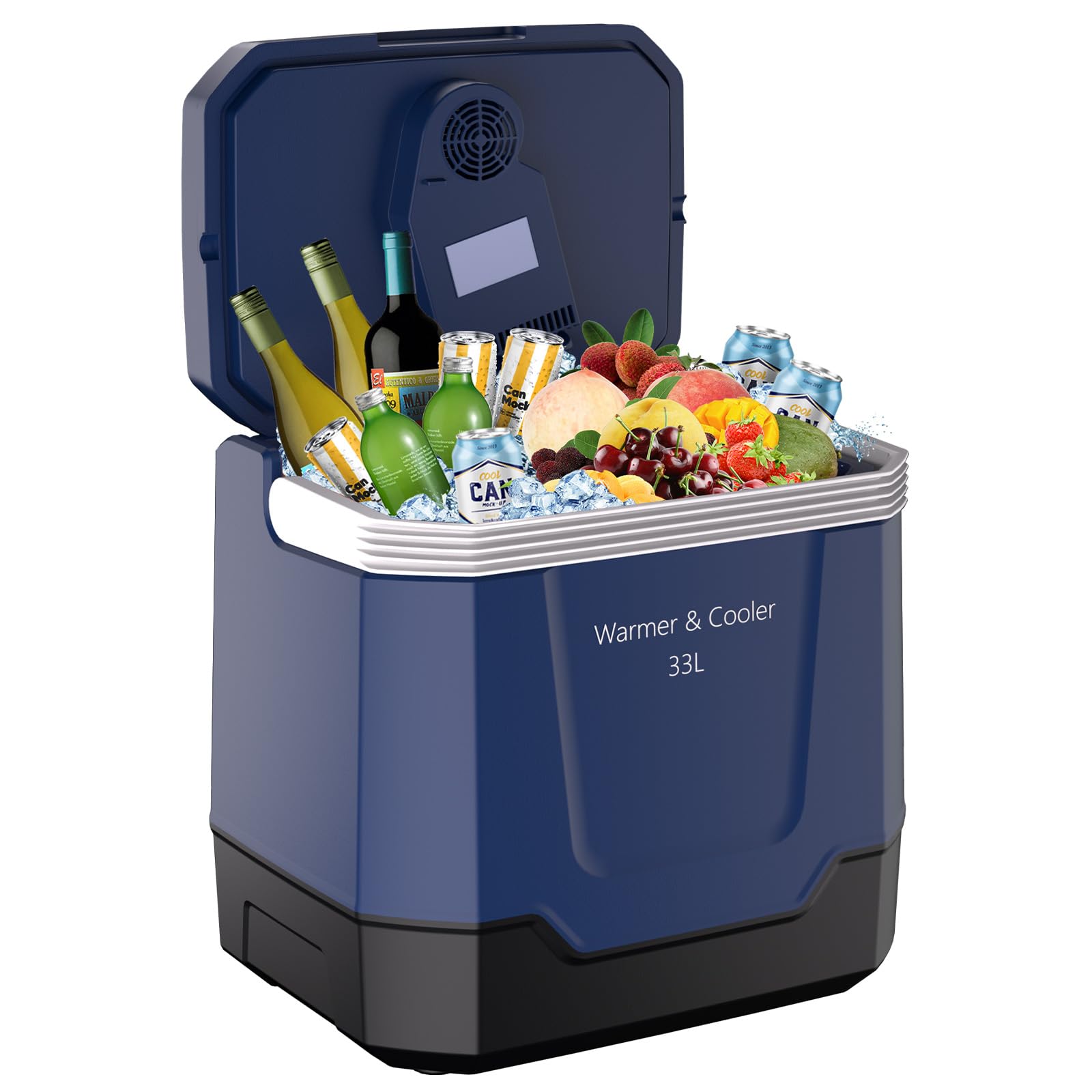 GarveeTech 35 QT (33 L) Electric Cooler & Warmer, Portable Car Refrigerator With Automatic Locking Handle, 12V Car Cooler for Ve