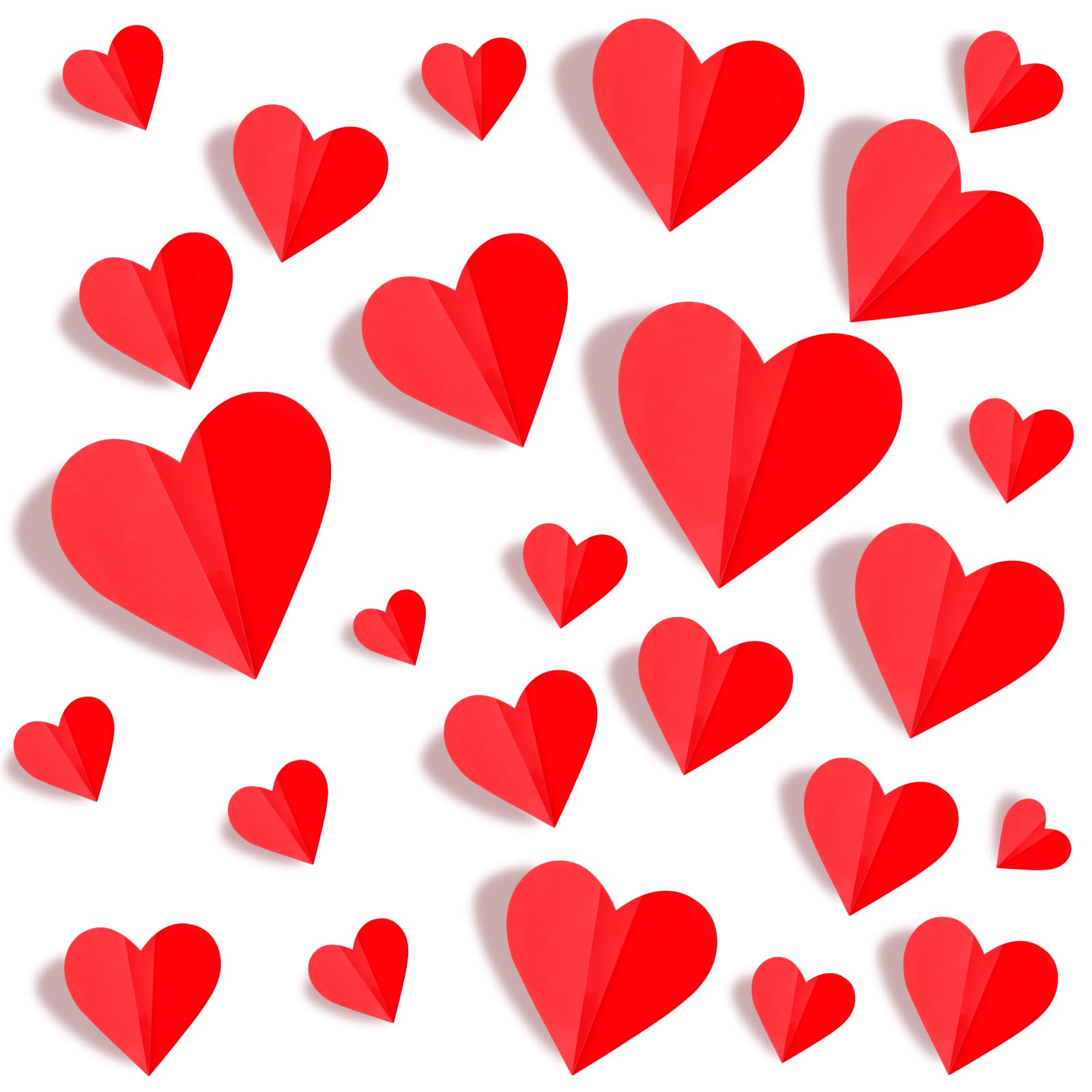 NOVWANG 120 Pcs Valentines Day Wall Decorations, 3D Heart Red Valentine Wall Stickers Wall Decals for Wedding Anniversary Party 