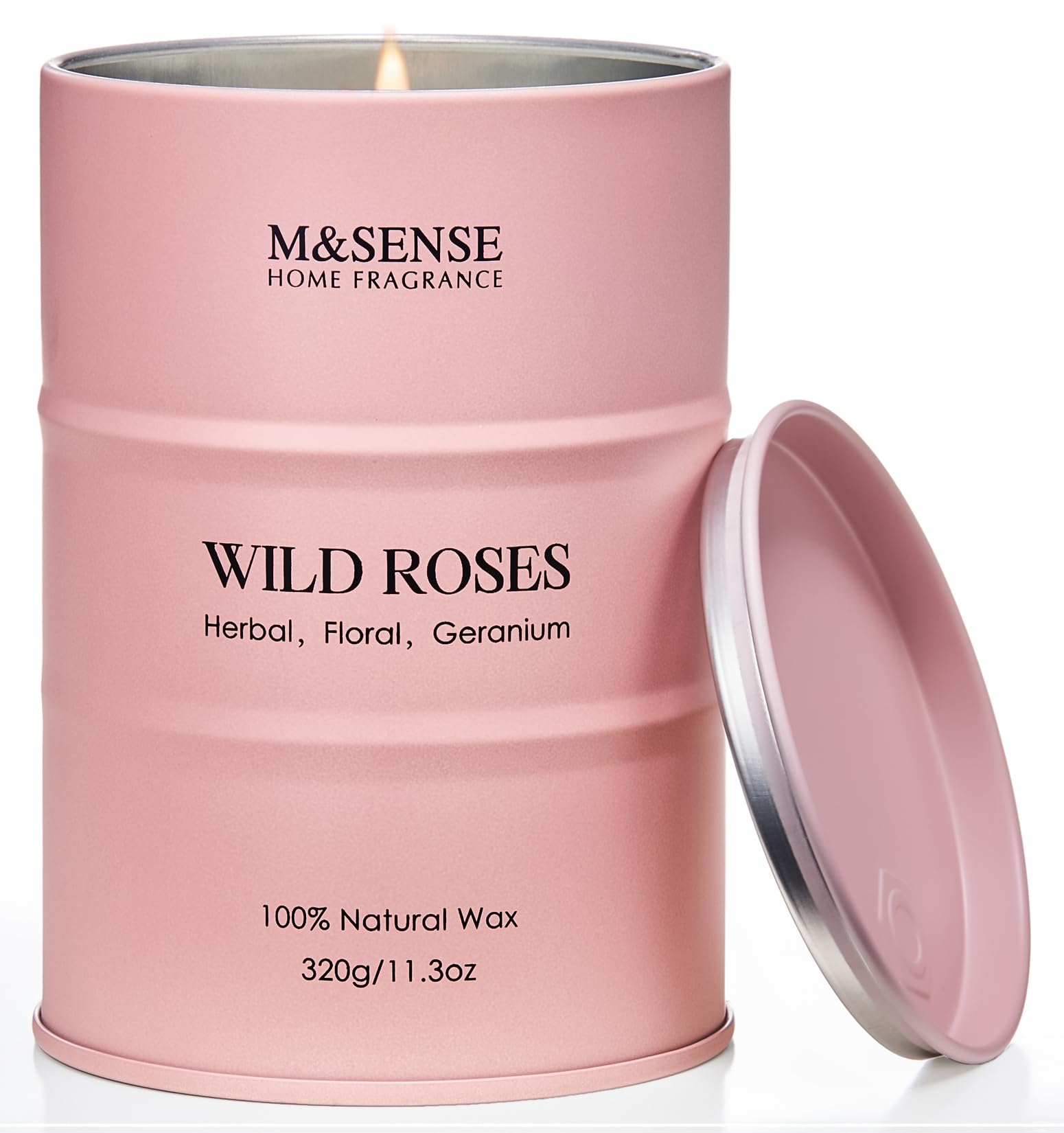 M&SENSE Wild Rose Natural Scented Candle, 70 Hours Long Lasting Soy Candles 11.3oz, Stress Relief Aromatherapy Candles for Women