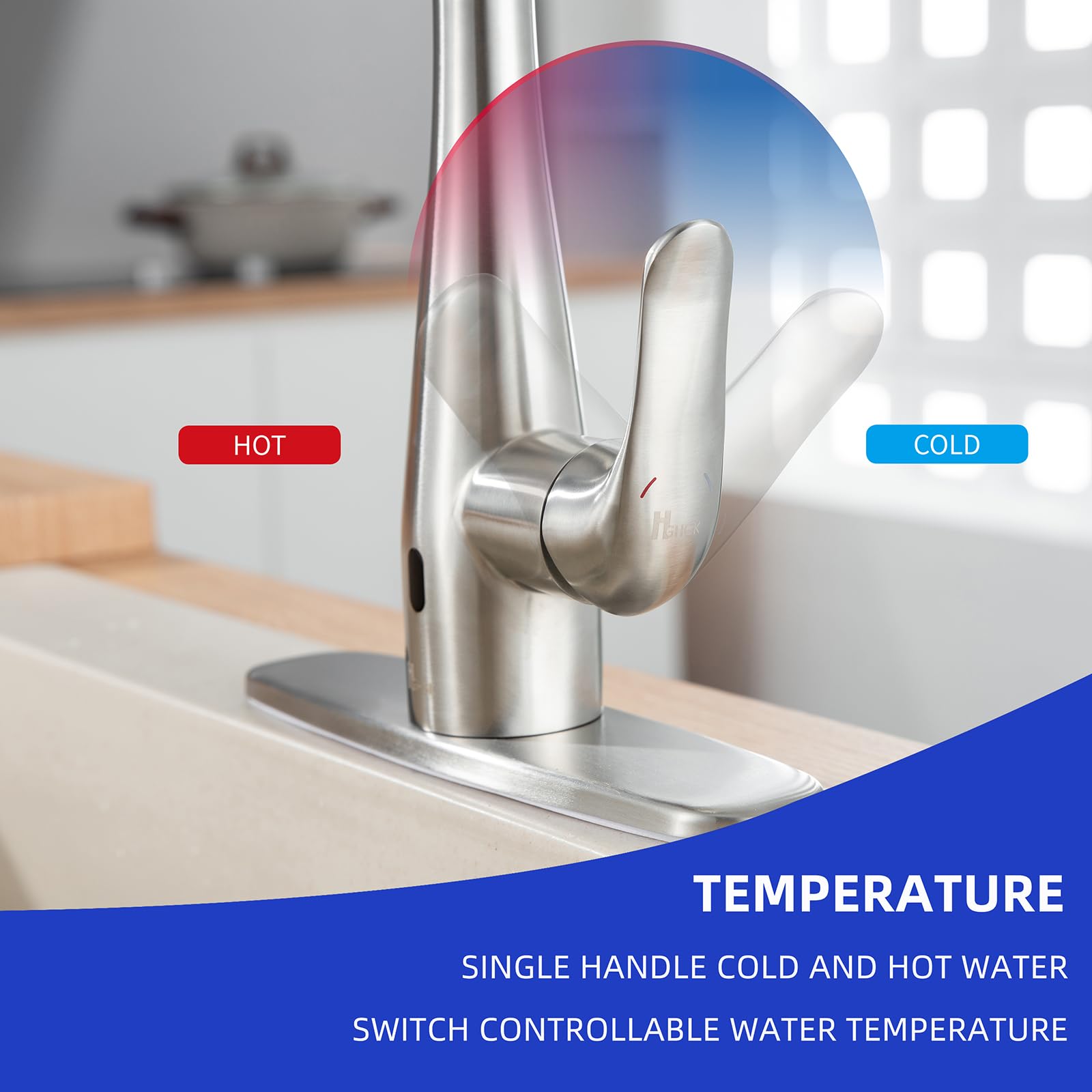 Hghgk Touchless Kitchen Faucet With Soap Dispenser And Pull Down Sprayer - Single Handle Sensor Kitchen Sink Faucet, 1 Or 3 Hole