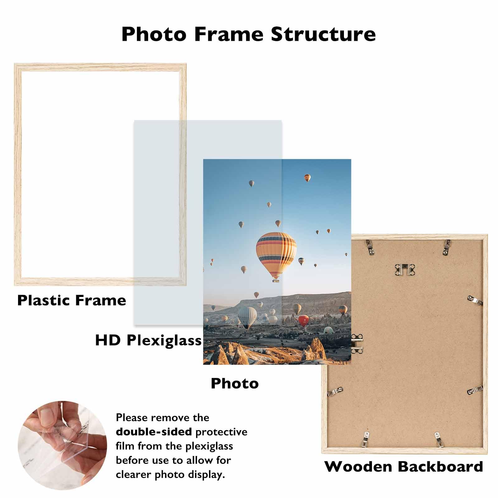 JCJMY 11x16 Picture Frame for Wall Hanging, Wall Mounting Horizontally or Vertically, 11 x 16 Wall Gallery Poster Photo Frame wi