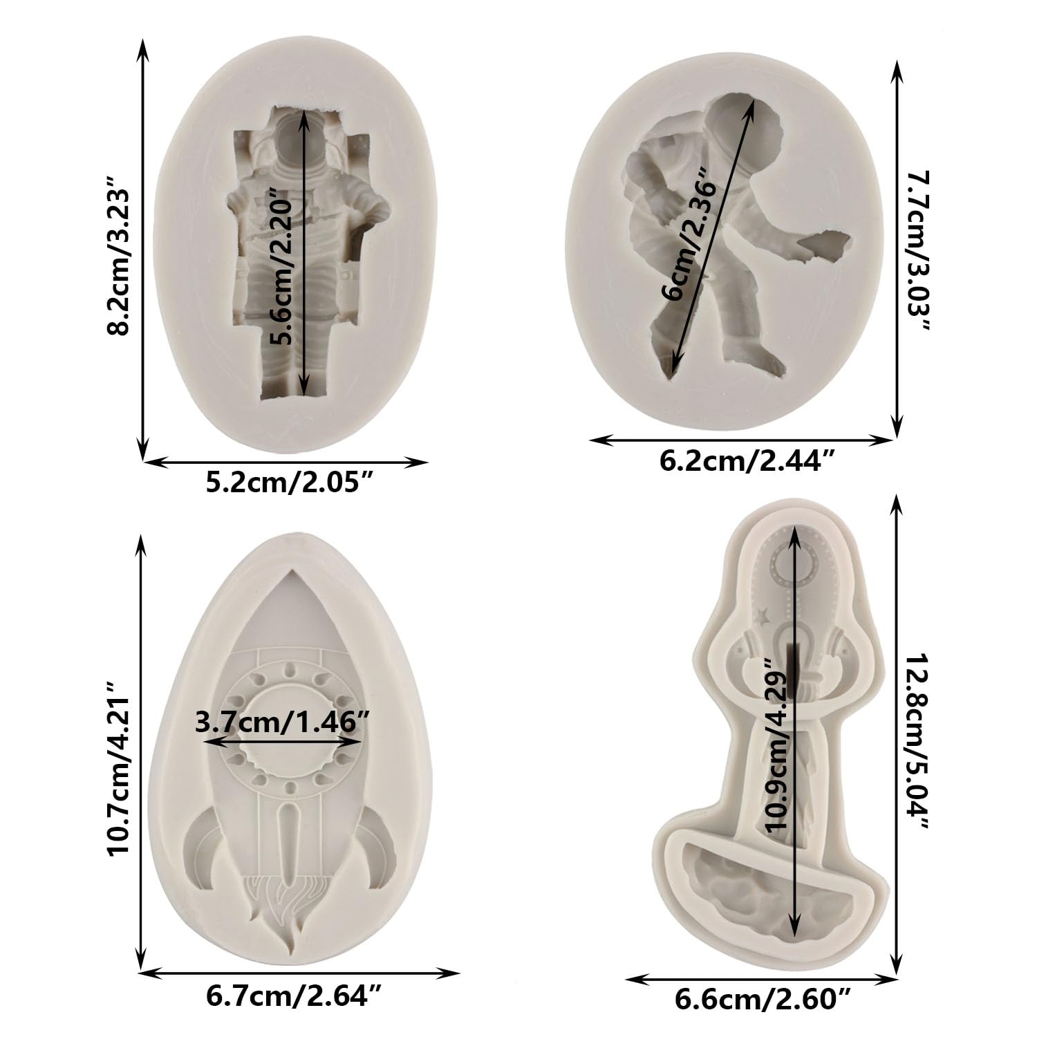 Sijiangmold Space Astronaut Fondant Mold Spaceship Rocket Silicone Molds For Baby Birthday Cake Decorating Chocolate Candy Cupca
