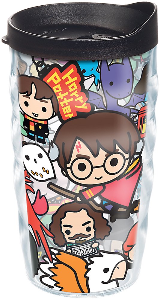 Tervis Harry Potter - Group Charms Tumbler with Wrap and Black Lid 10oz Wavy, Clear