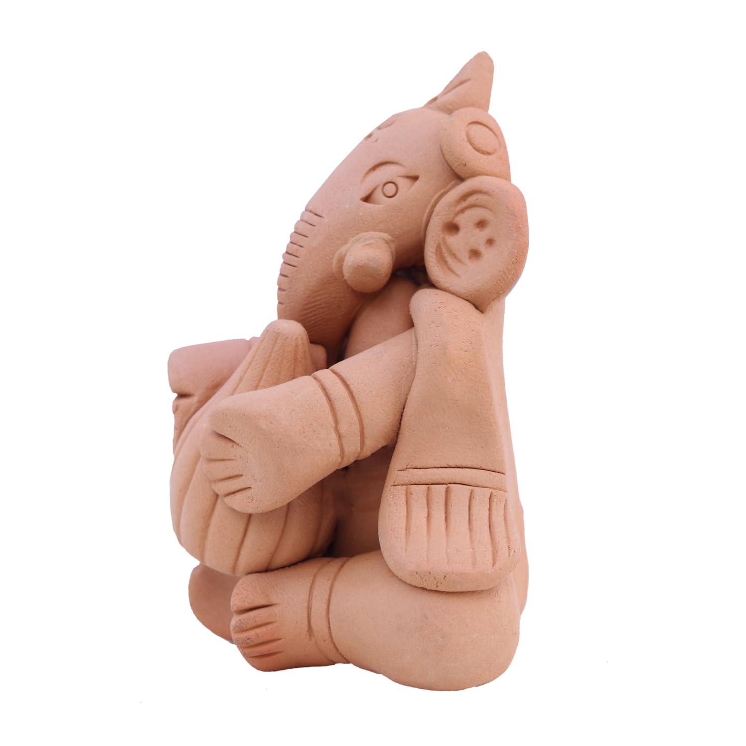 A Karveer Crafts Terracotta Clay Ganesh Idol Handmade For Home Decorative Showpiece/Gift/Office Table Wear