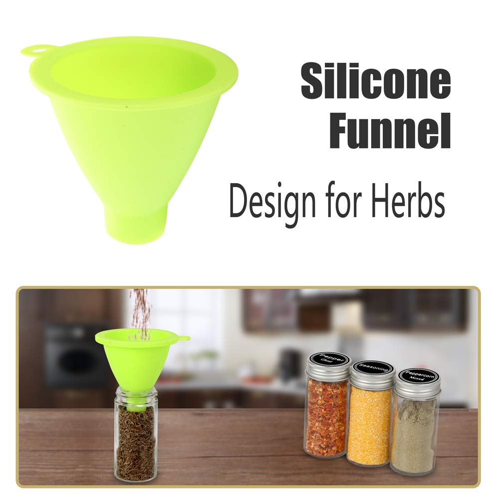 SWOMMOLY 3 Tier Spice Rack Organizer with 24 Empty Round Spice Jars, 396 Spice Labels, Funnel and Chalk Marker Complete Set, Bla