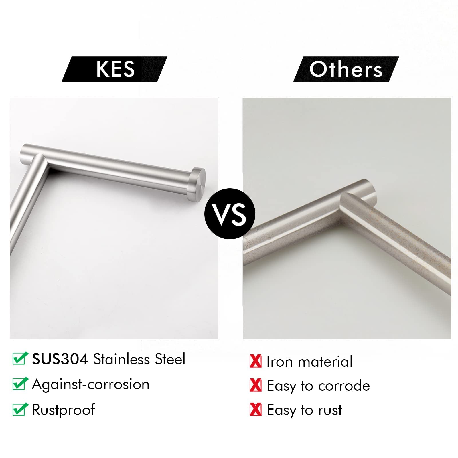KES Freestanding Toilet Paper Holder Stand with Reserve Toilet Paper Storage for Bathroom SUS304 Stainless Steel Brushed Steel  BPH286S1B-2