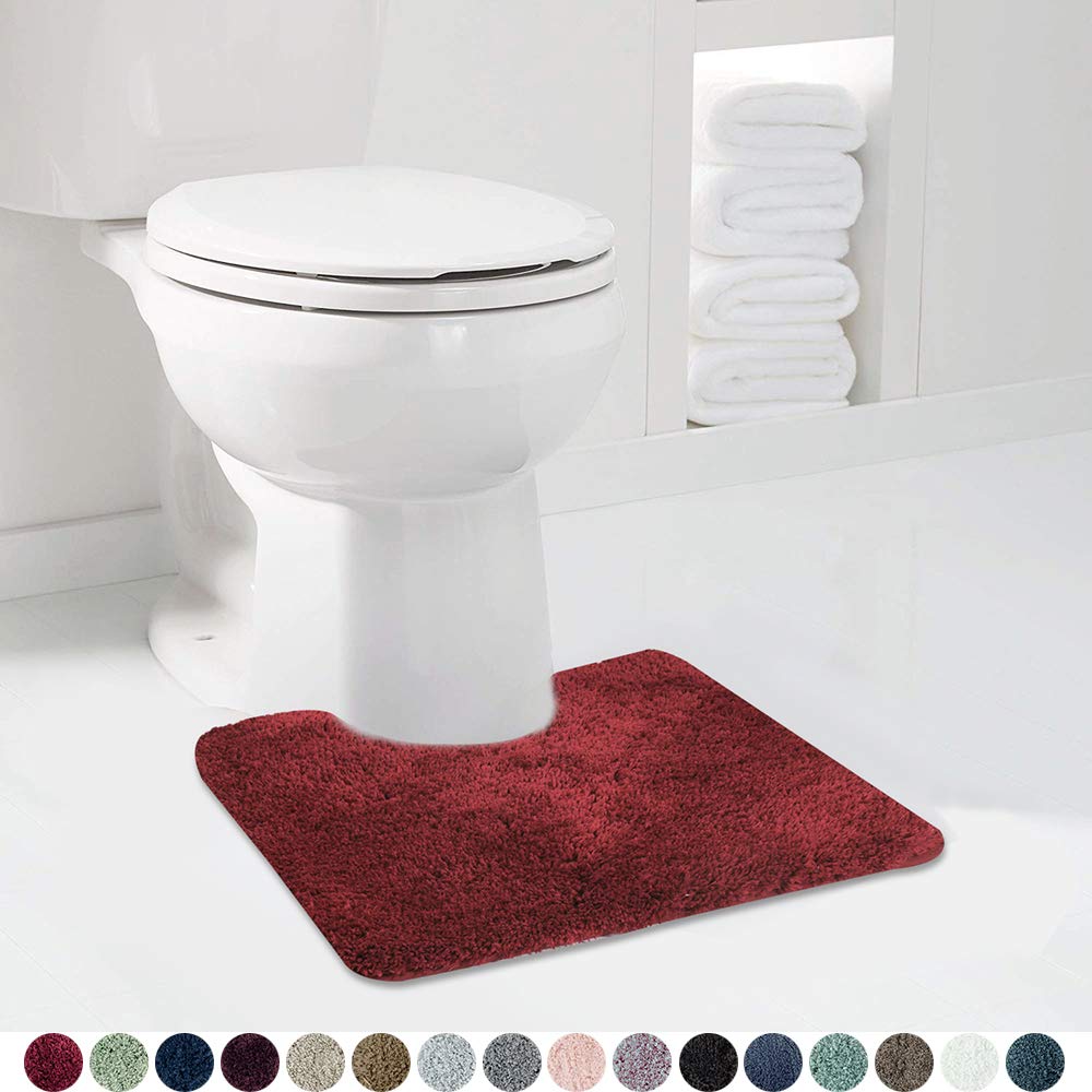Walensee Shaggy 2 Piece Bath Rug Sets (Red) 20 X 24 U Shape Contour Rug & 20 X 32 Bathroom Rug Machine Wash/Dry Bath Mats For Ba