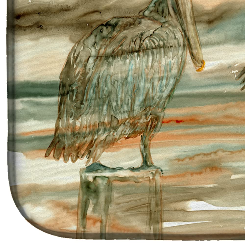 Pelicans on their perch Abstract Dish Drying Mat 8980DDM