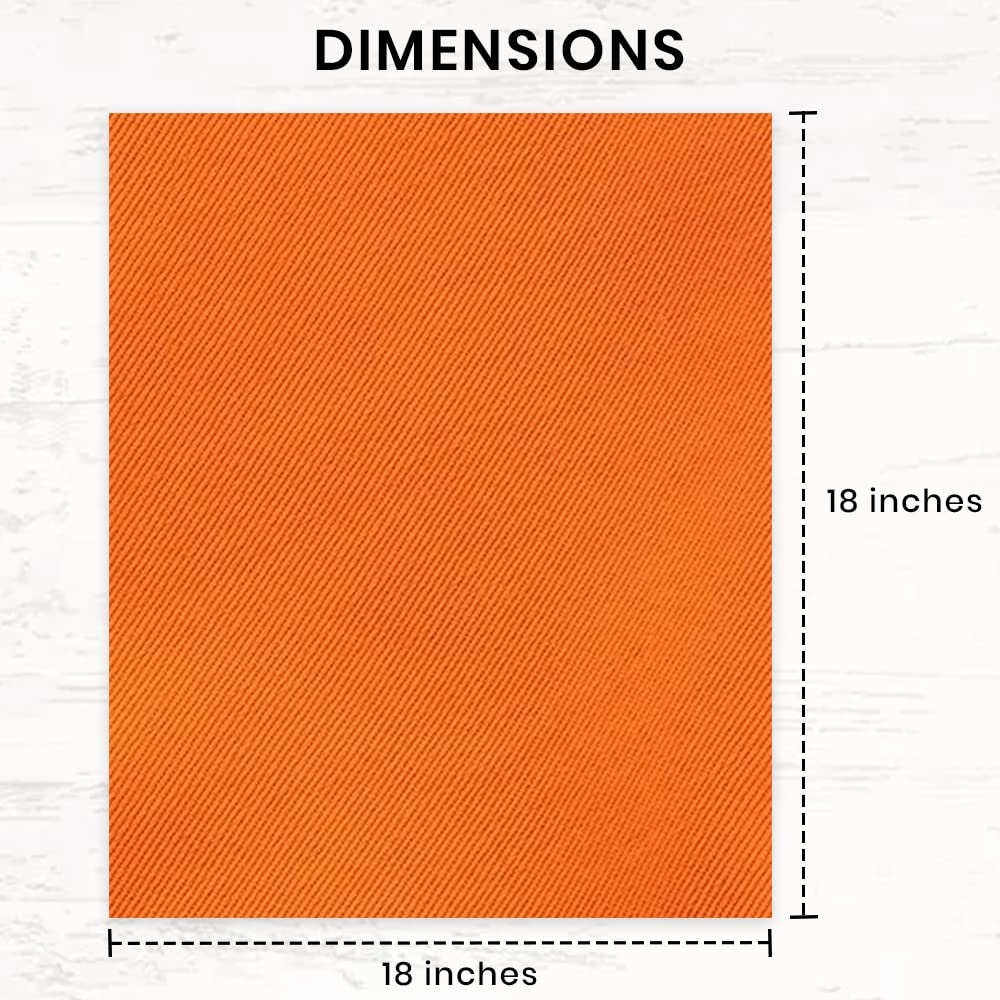 Candy Cottons Halloween Napkins  100% Cotton Cloth Napkins  Dinner Napkins  Reusable Napkins for Home Fine Dining  (Pack of 6 18''x18'')  Orange