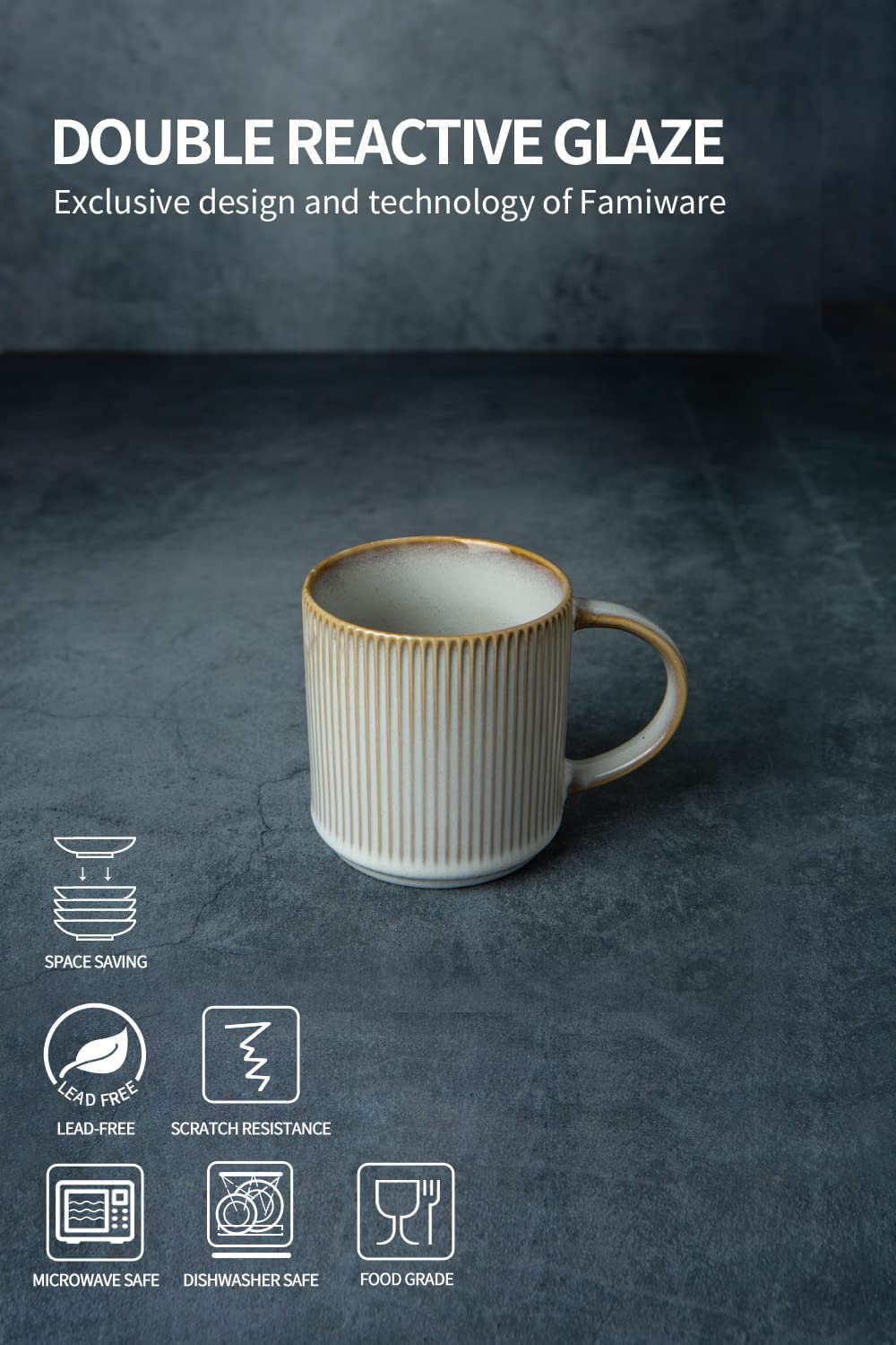 Famiware Coffee Mug Set For 4, Star 12 Oz Catering Mugs Cup Set With Handle For Coffee, Tea, Cocoa, Milk, Cappuccino White