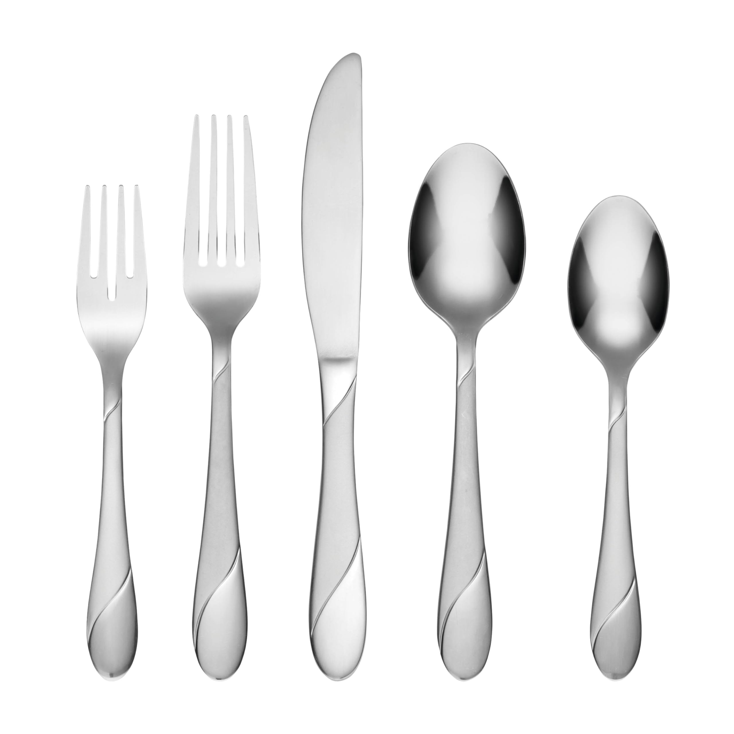 Cambridge Swirl Sand Piece Flatware Set, 89 Count, Metallic