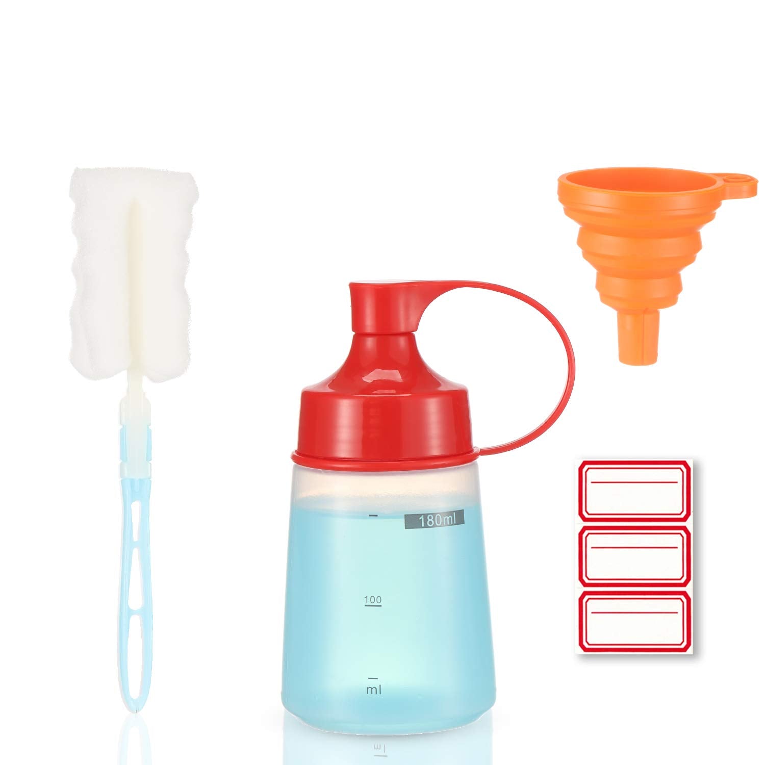 Ondiomn Condiment Squeeze Bottle Wide Mouth, 1 Pack 180Ml Clear Squeeze Bottles For Condiments, Paint, Ketchup, Mustard, Oil, Sa