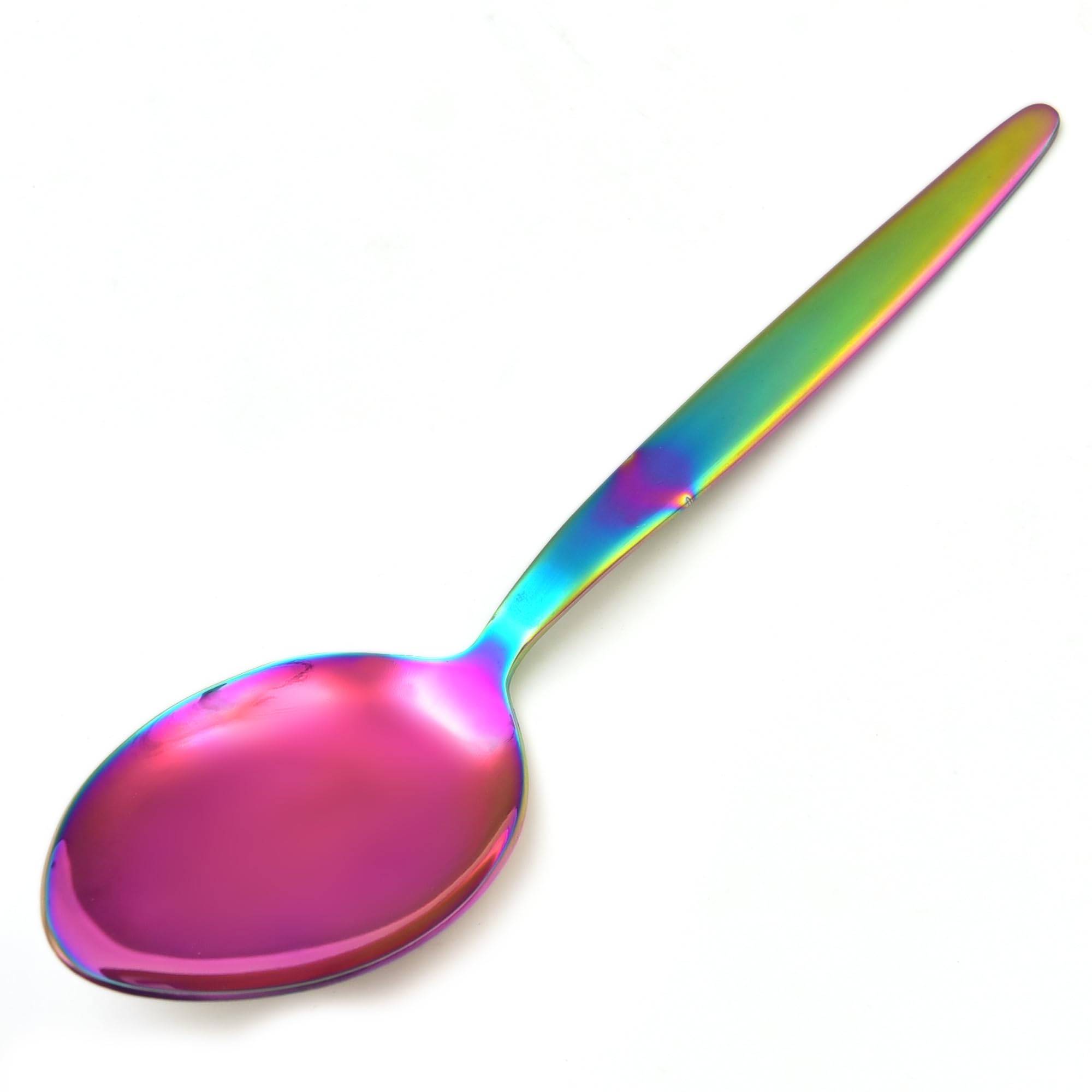 Bnazind Kunz Spoons Cooking Spoons 18/10 Stainless Steel Titanium Shiny Rainbow Basting Spoon - 9 Inches Plating Spoons - Daily